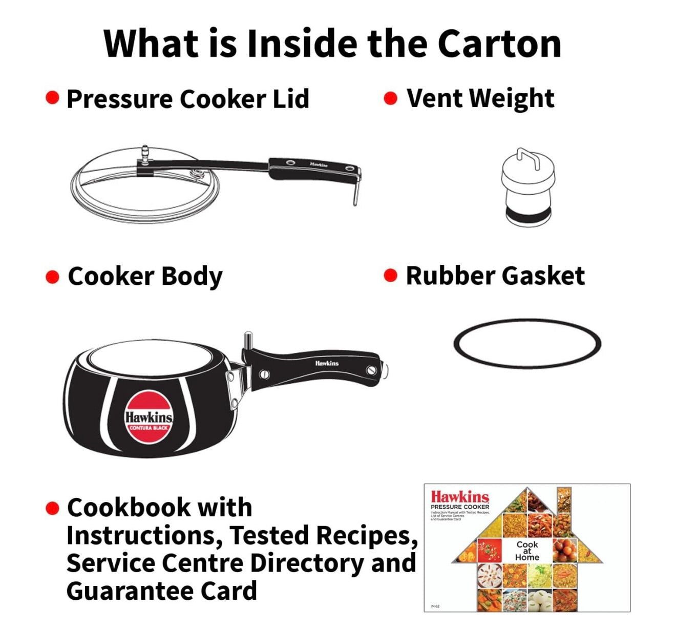 Hawkins 2 Litre Contura Black Pressure Cooker, Hard Anodised Inner Lid Cooker, Handi Cooker, Small Cooker, Black (CB20)