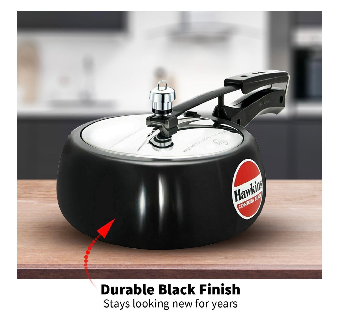 Hawkins 3.5 Litre Contura Black Pressure Cooker, Hard Anodised Inner Lid Cooker, Handi Cooker, Black (CB35)