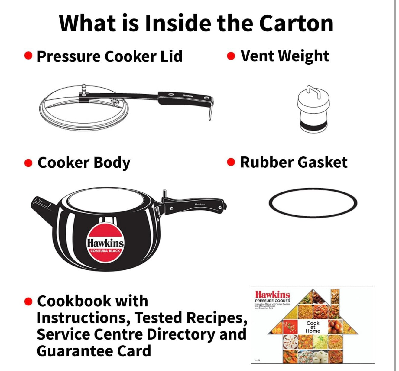 Hawkins Contura Black Pressure Cooker, 5 Litre, Black (CB50)