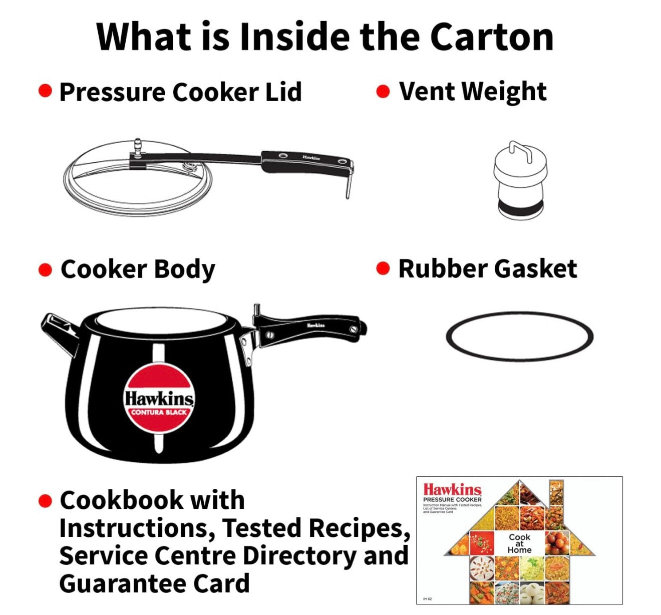 Hawkins 6.5 Litre Contura Black Pressure Cooker, Hard Anodised Inner Lid Cooker, Handi Cooker, Black (CB65) 6.5 Liter