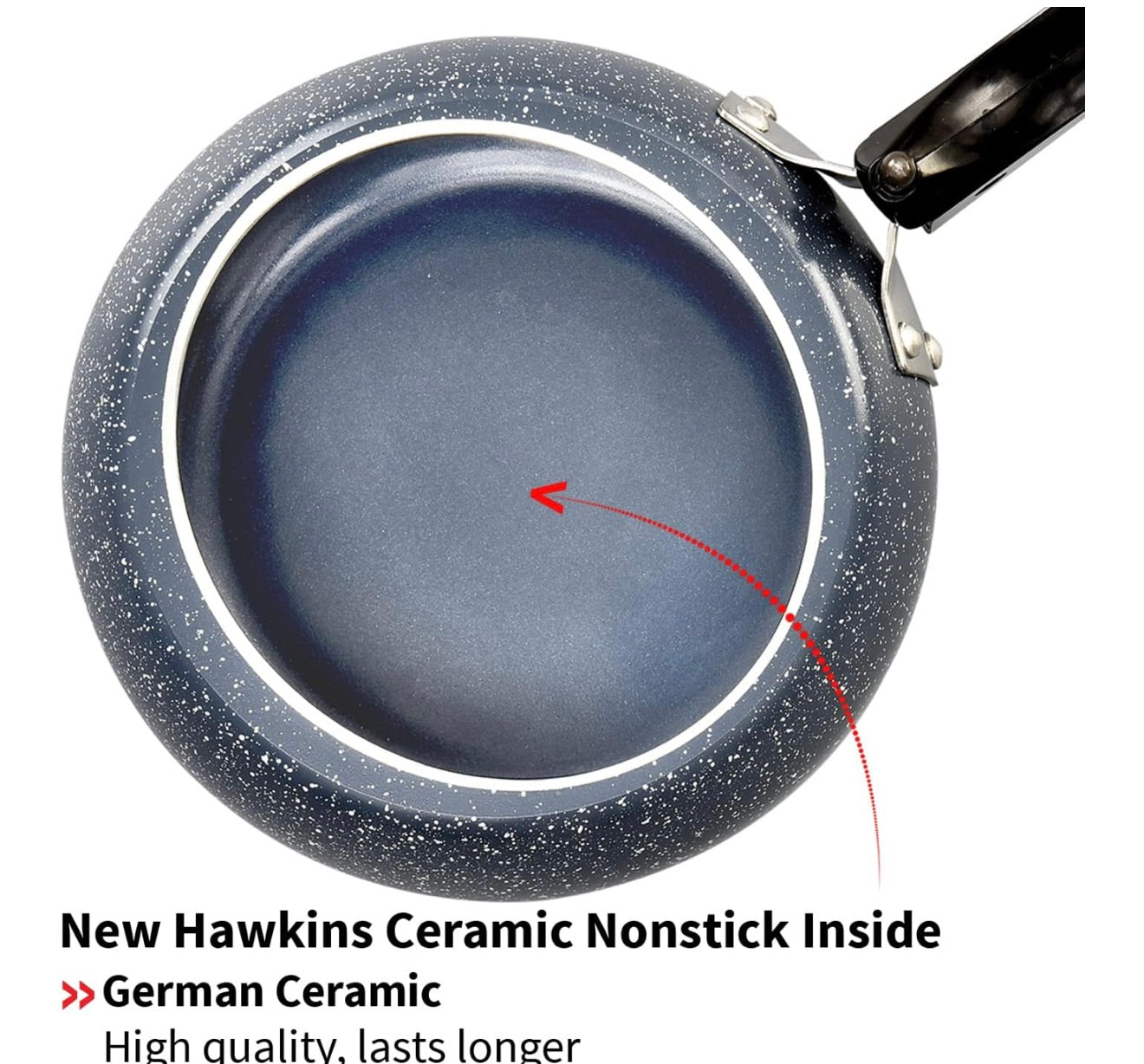 Hawkins 2 Litre Ceramic Nonstick Pressure Cooker, Induction Inner Lid Cooker, Granite Contura shaped Cooker, Best Cooker, Blue (ICC20)