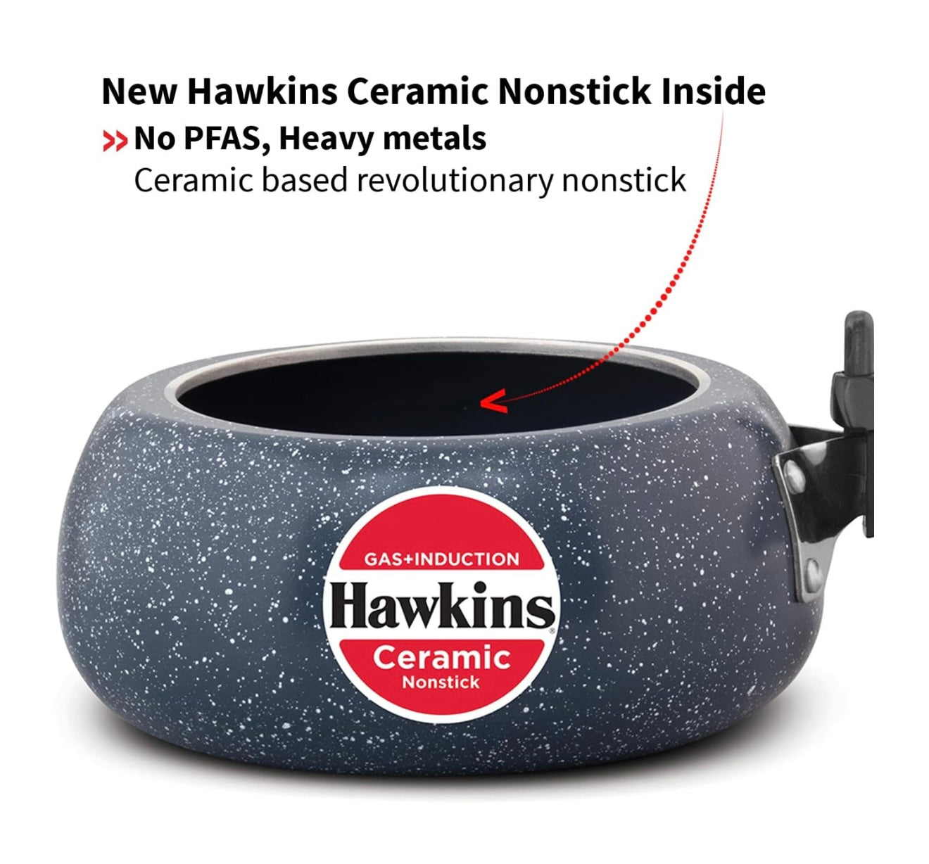 Hawkins 2 Litre Ceramic Nonstick Pressure Cooker, Induction Inner Lid Cooker, Granite Contura shaped Cooker, Best Cooker, Blue (ICC20)