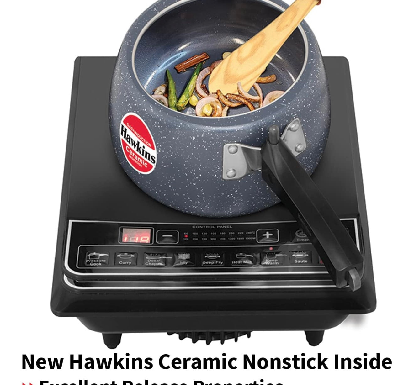 Hawkins 3 Litre Ceramic Nonstick Pressure Cooker, Induction Inner Lid Cooker, Granite Contura shaped Cooker, Best Cooker, Blue (ICC30)
