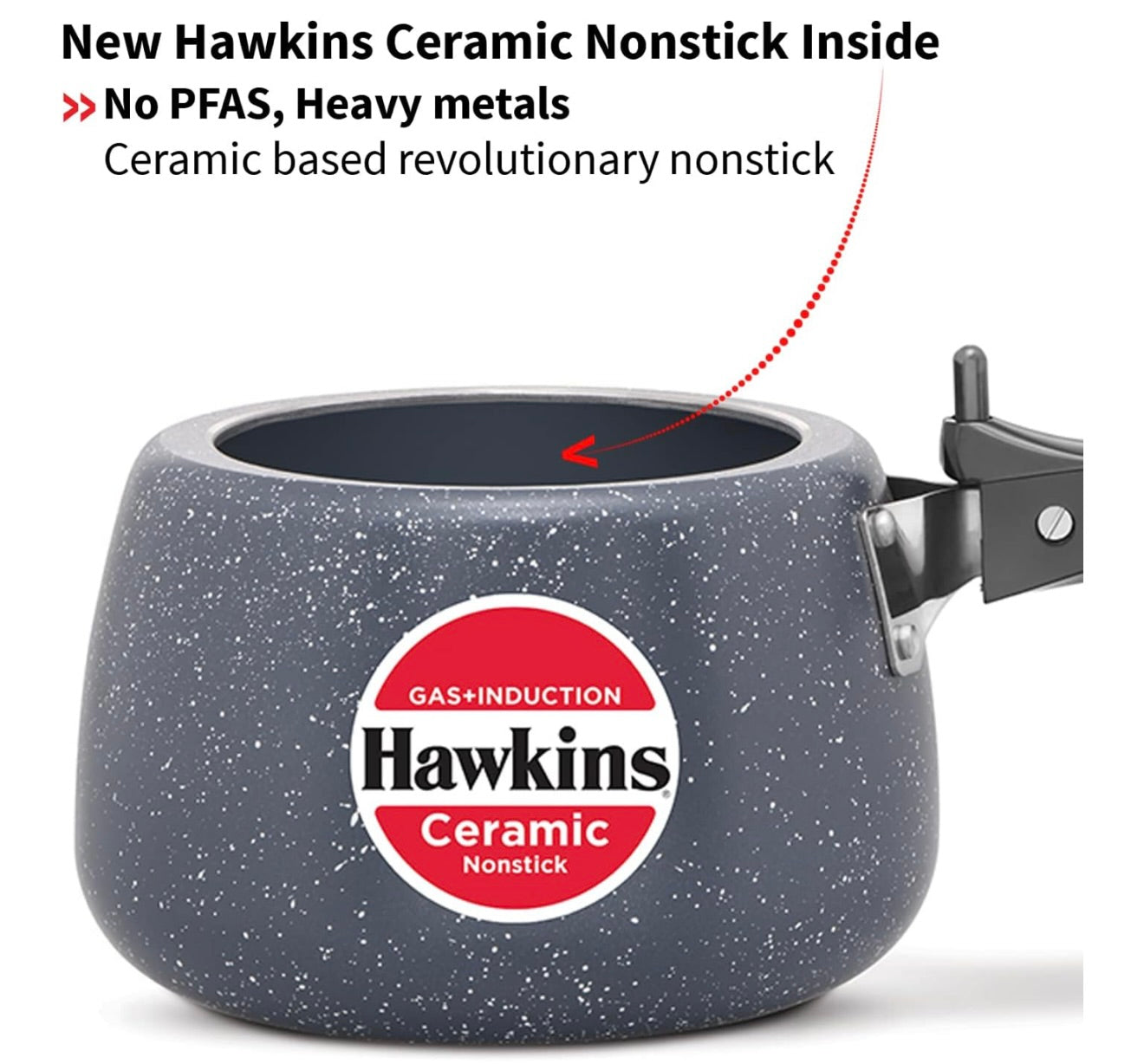 Hawkins 3 Litre Ceramic Nonstick Pressure Cooker, Induction Inner Lid Cooker, Granite Contura shaped Cooker, Best Cooker, Blue (ICC30)