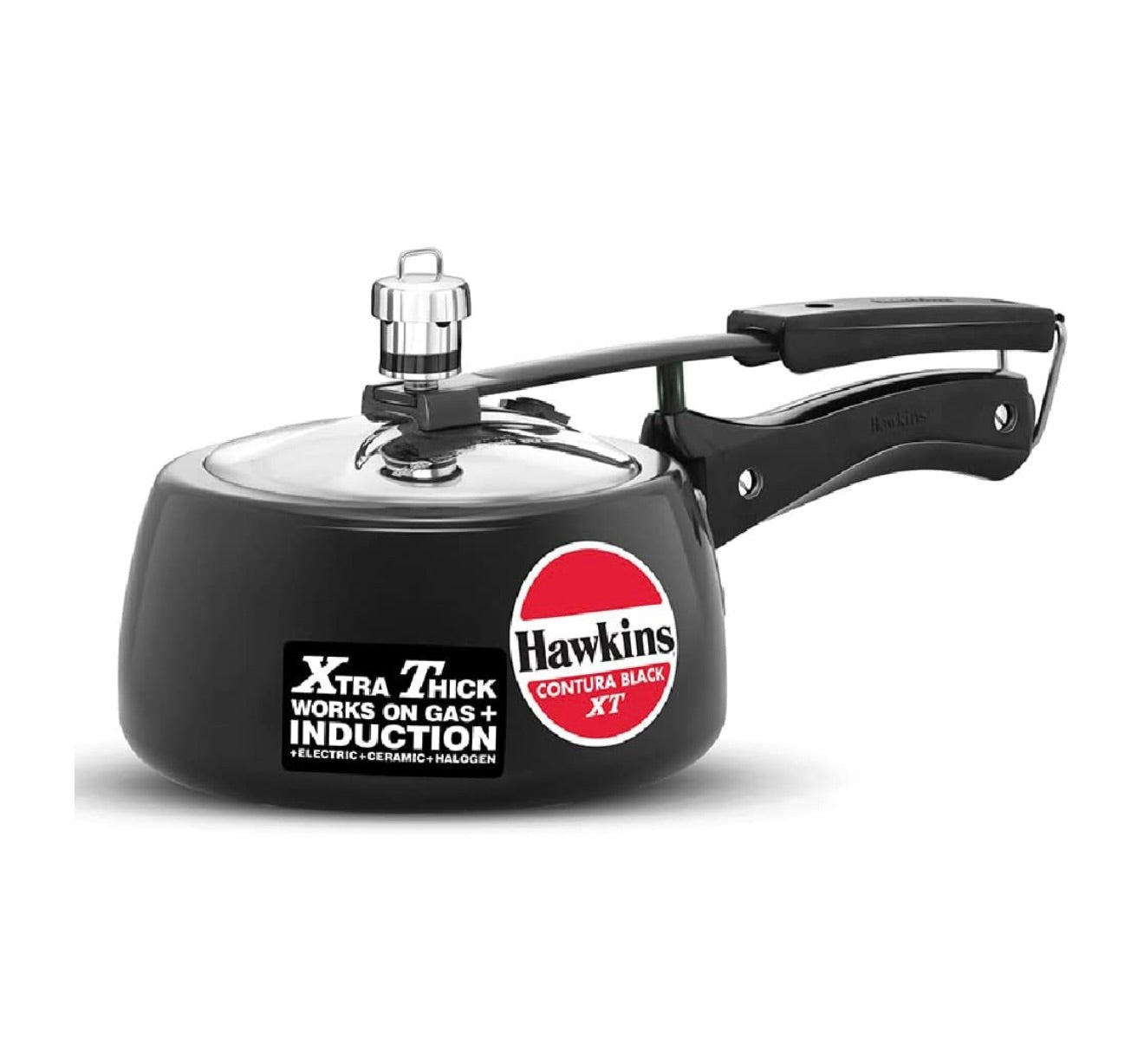 Hawkins 1.5 Litre Contura Black XT Pressure Cooker, Hard Anodised Inner Lid Baby Cooker, Small Induction Cooker, Extra Thick Handi Cooker, Black (CXT15