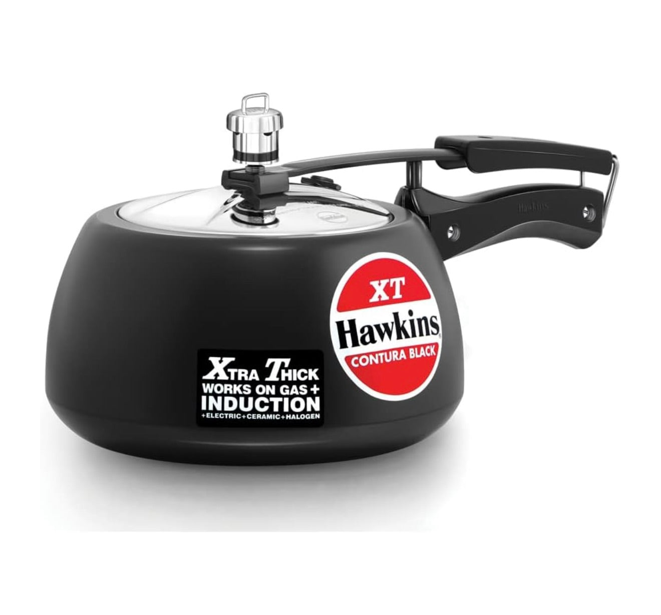 Hawkins Contura Black XT Induction Compatible Aluminium Inner Lid Pressure Cooker, 3 Litre, Black (CXT30)