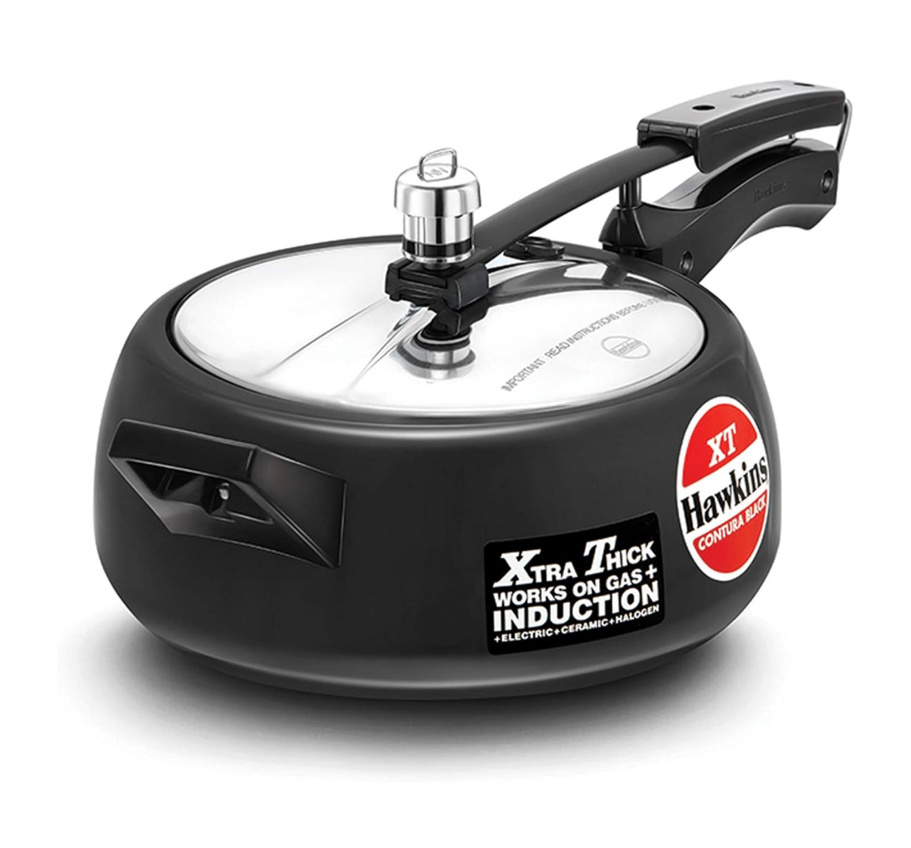Hawkins Pressure Cooker Contura Hard Anodized Extra Thick Base for Induction, 3.5 L (Black)