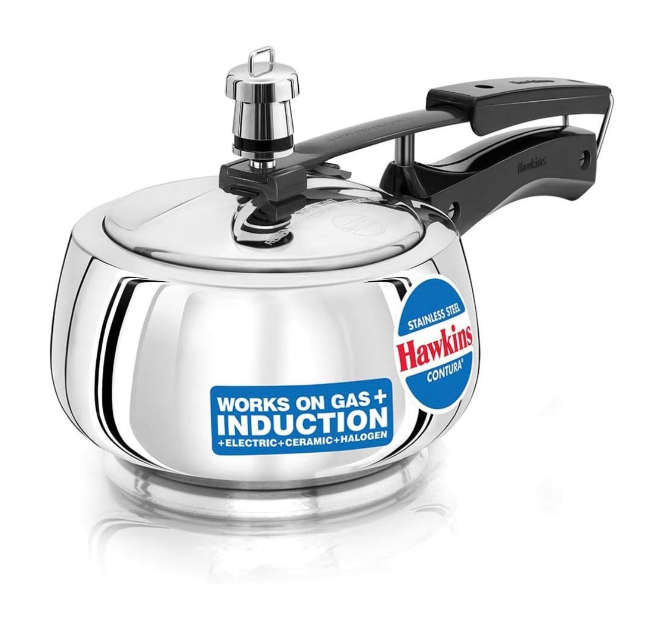 Hawkins 1.5 Litre Stainless Steel Contura Pressure Cooker, Inner Lid Induction Baby Cooker, Silver (SSC15)