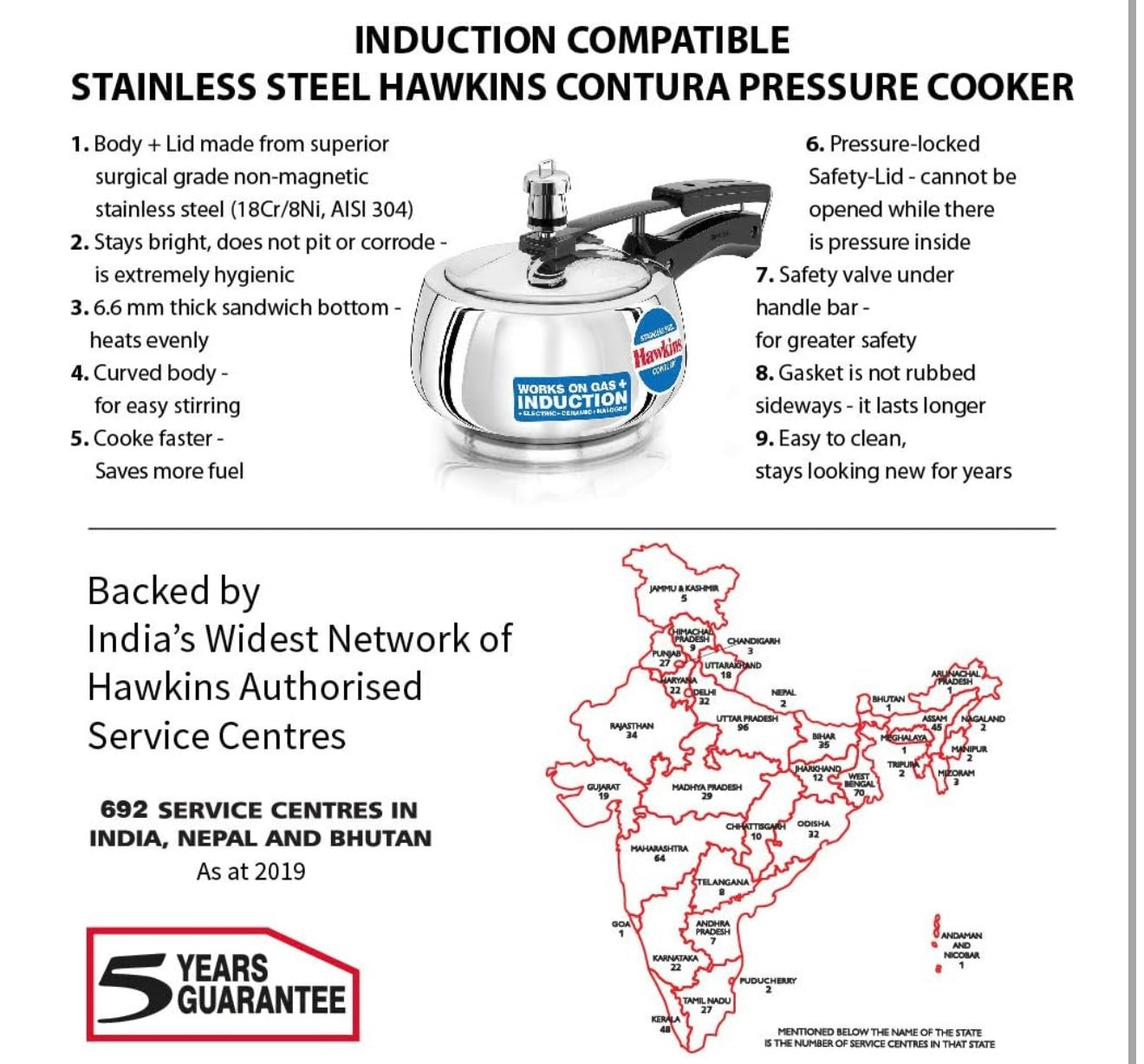 Hawkins 1.5 Litre Stainless Steel Contura Pressure Cooker, Inner Lid Induction Baby Cooker, Silver (SSC15)