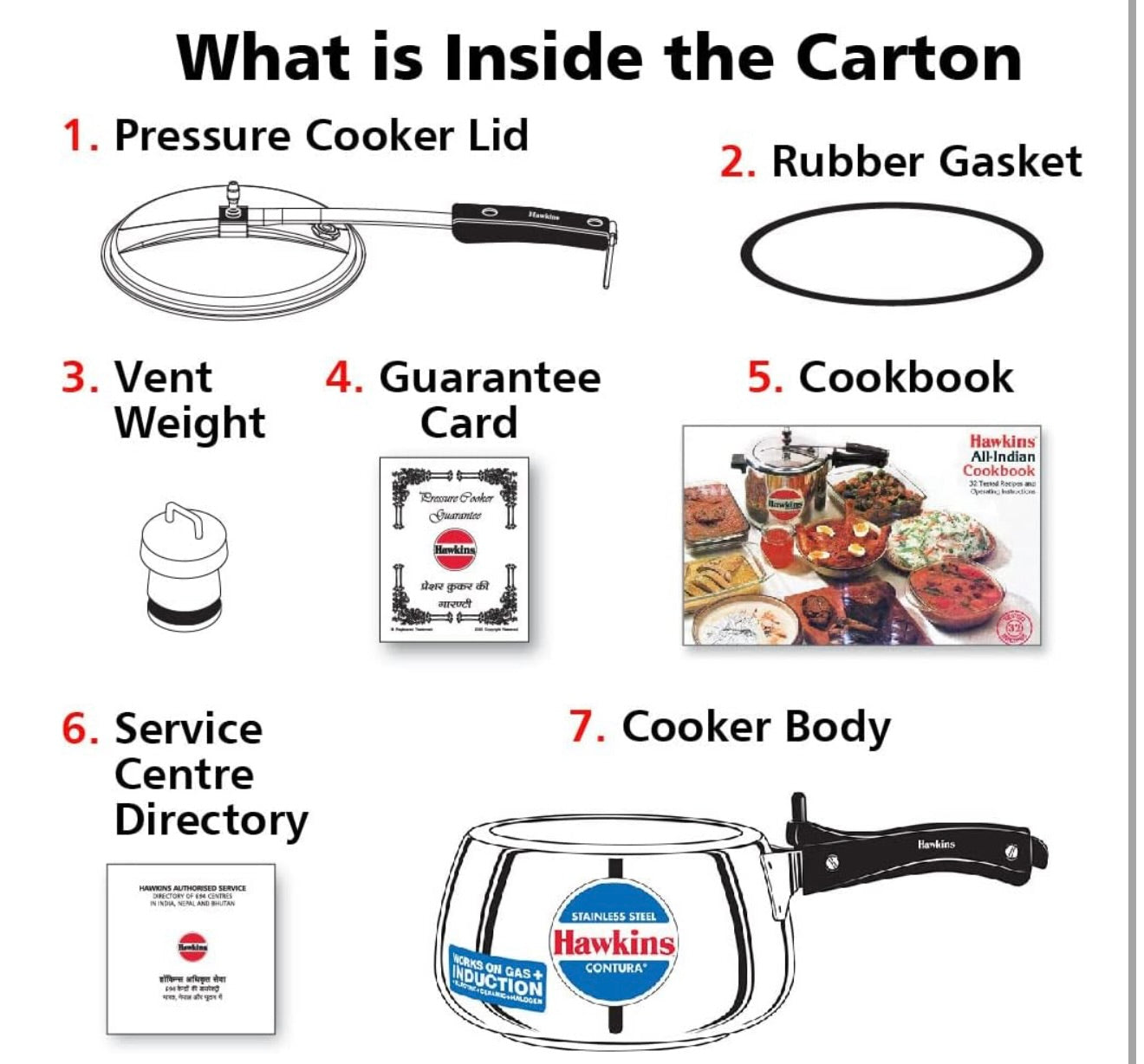 Hawkins 5 Litre Contura Pressure Cooker, Stainless Steel Inner Lid Cooker, Handi Cooker, Induction Cooker, Silver (SSC50)