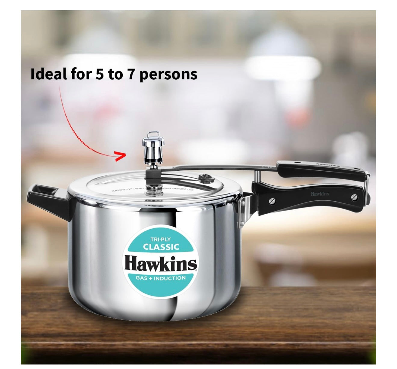 Hawkins Classic 5 Litre Tri-Ply Pressure Cooker, Triply Stainless Steel Inner Lid Cooker, Silver (SSTCL50)