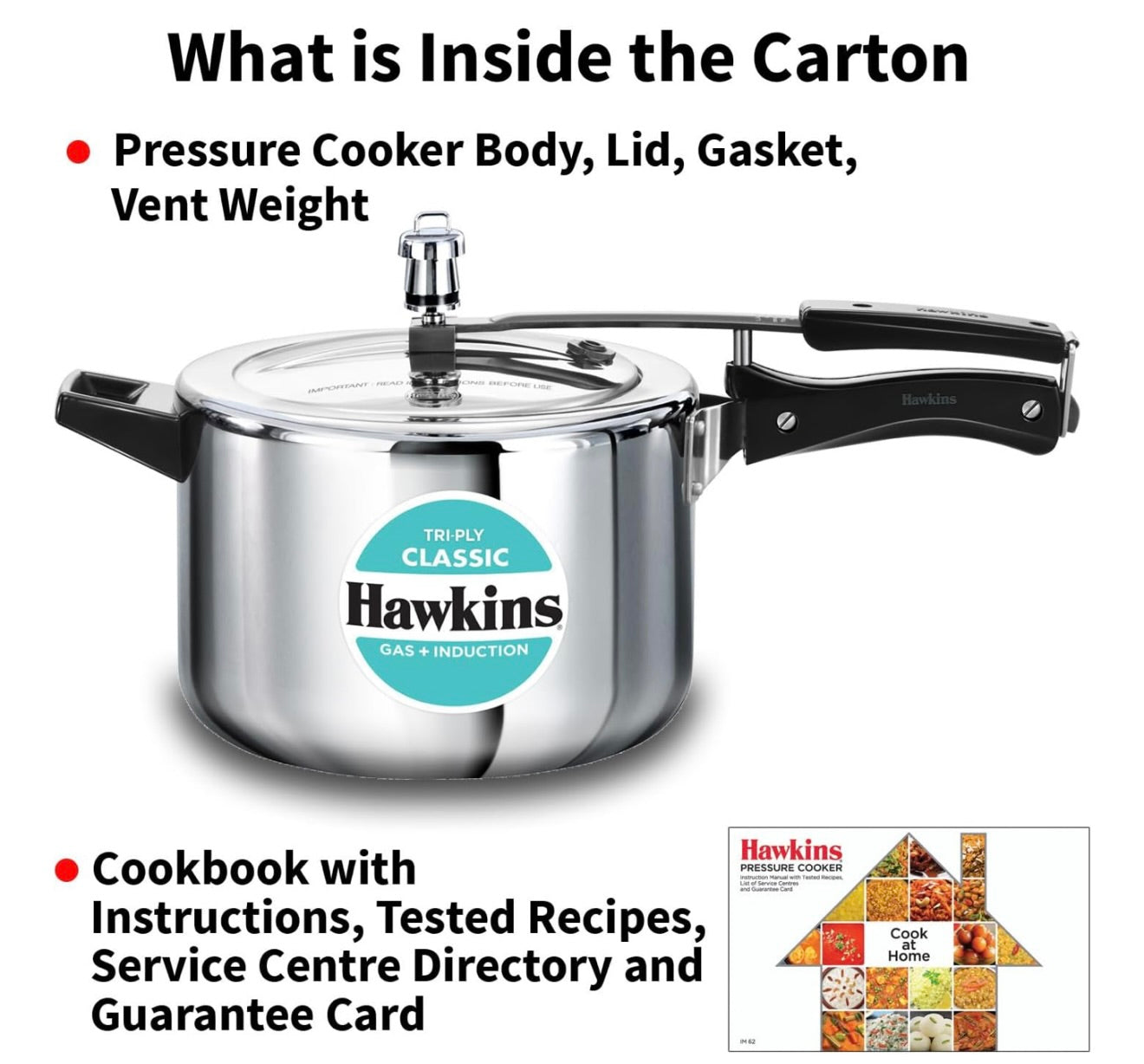 Hawkins Classic 5 Litre Tri-Ply Pressure Cooker, Triply Stainless Steel Inner Lid Cooker, Silver (SSTCL50)