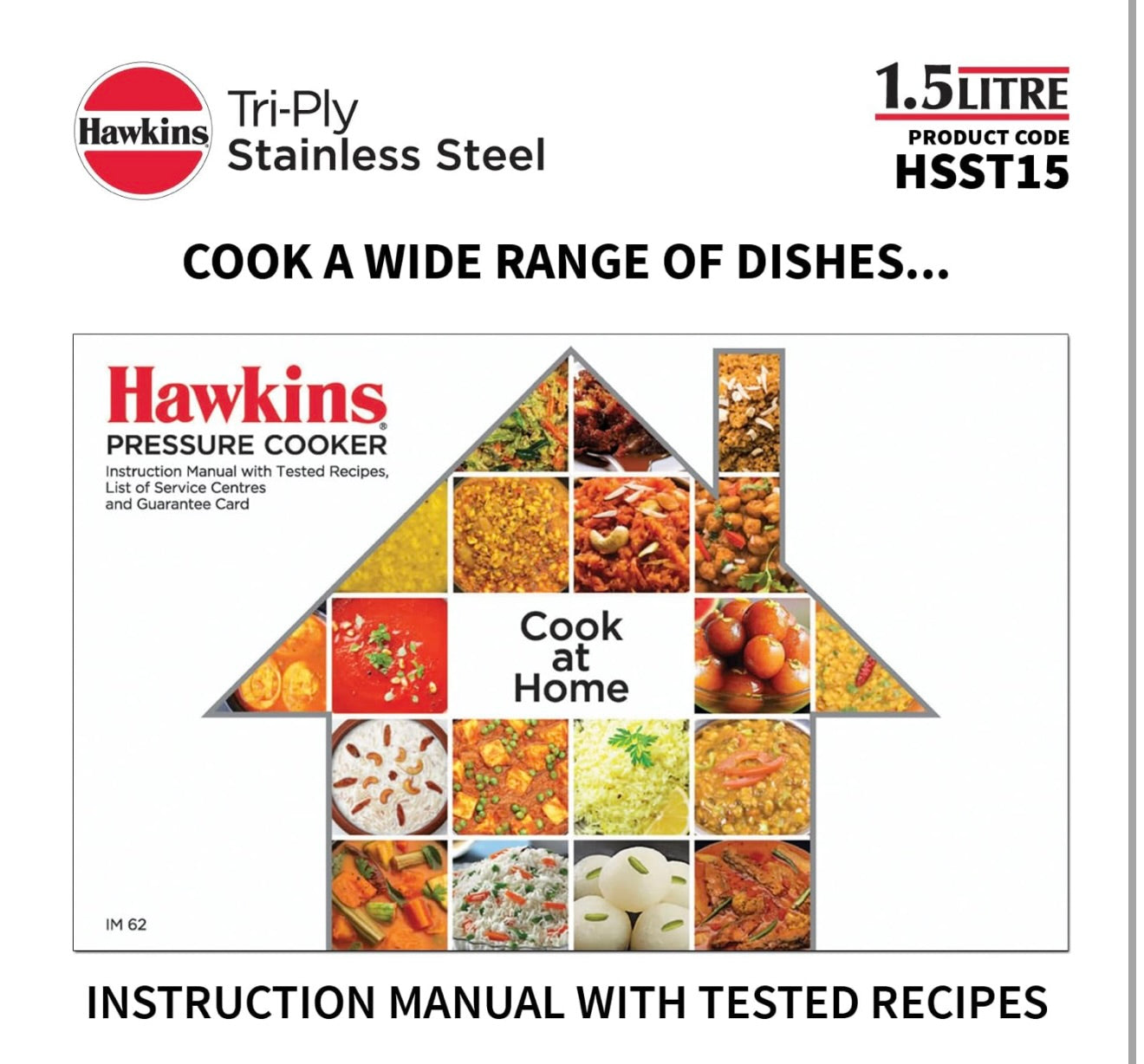 Hawkins 1.5 Litre Triply Stainless Steel Pressure Cooker, Inner Lid Induction Baby Cooker, Silver (HSST15)