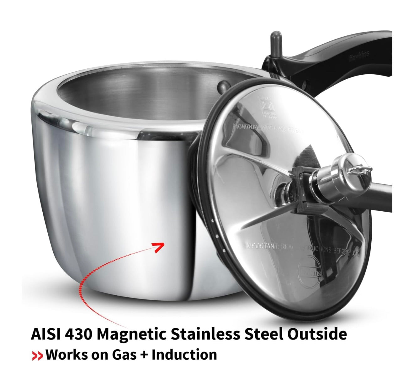 Hawkins 2.5 Litre Triply Stainless Steel Pressure Cooker, Inner Lid Cooker, Silver (HSST25)