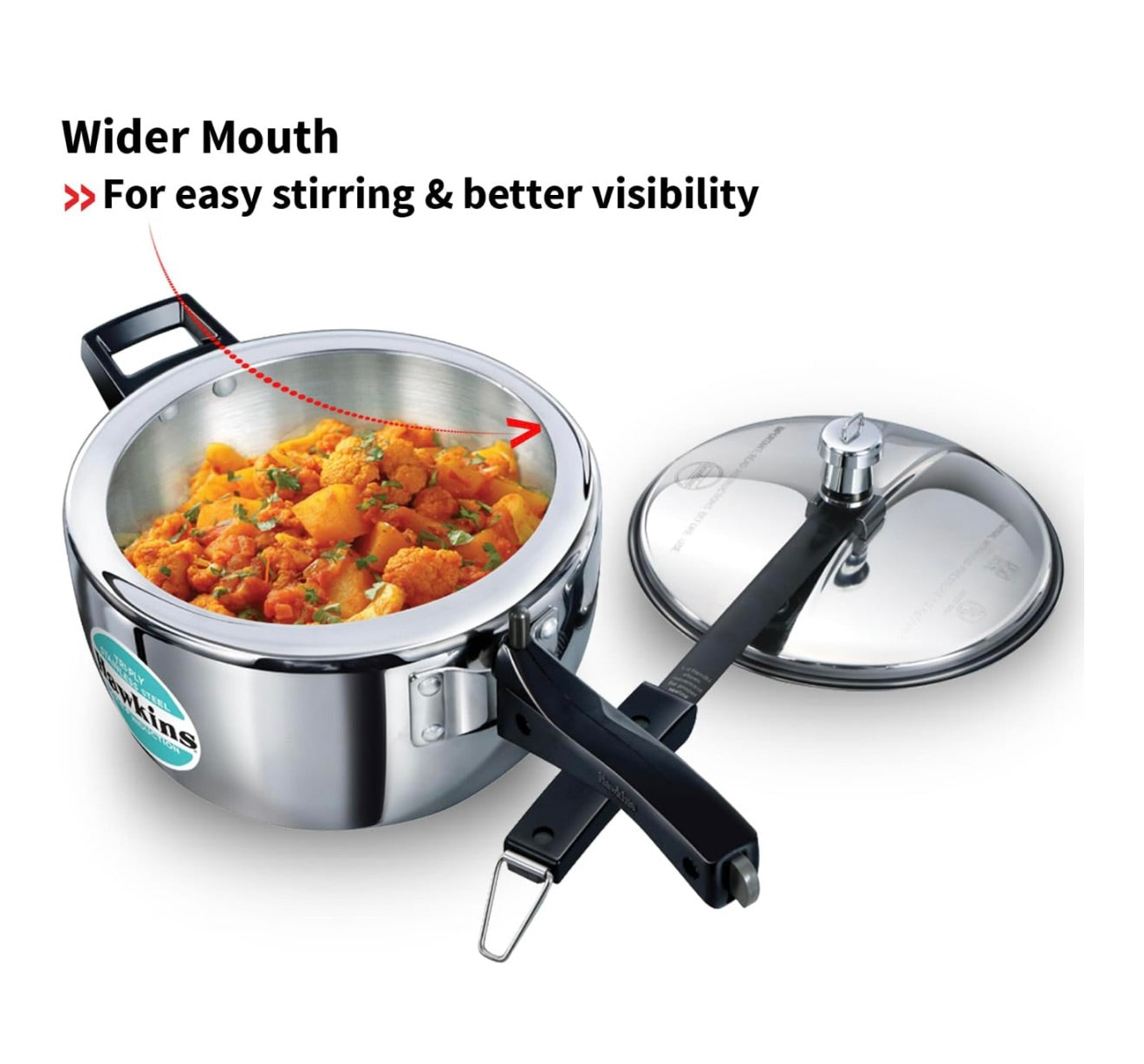 Hawkins 3.5 Litre Triply Stainless Steel Pressure Cooker, Inner Lid Cooker, Silver (HSST35)