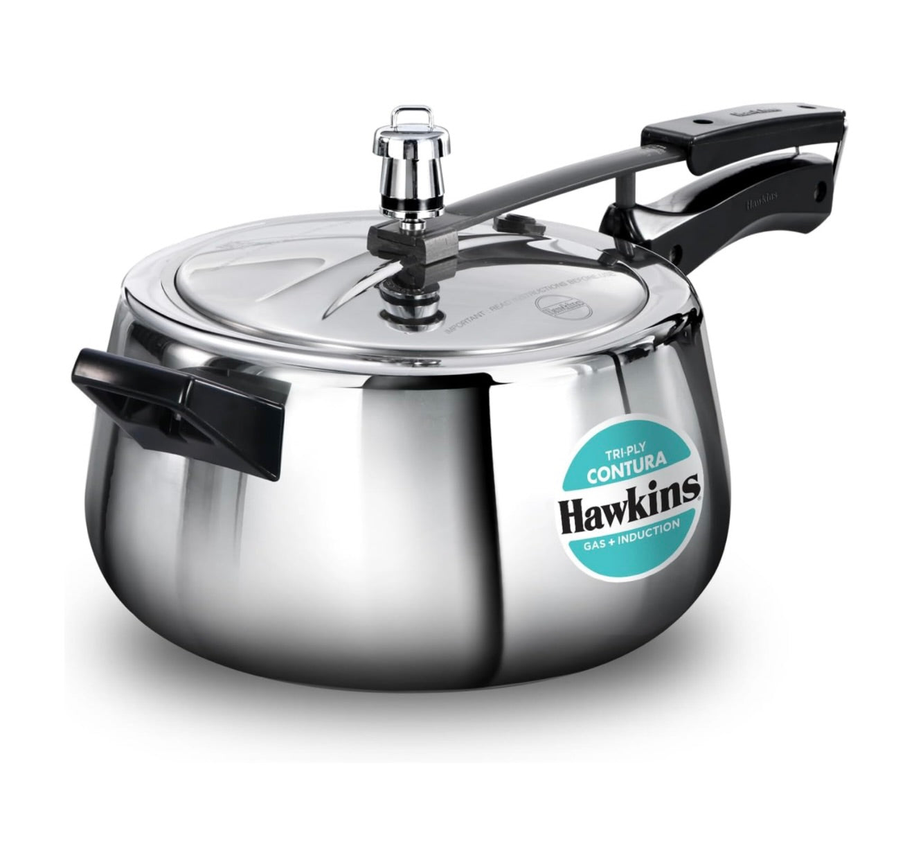 Hawkins 5 Litre Triply Contura Pressure Cooker, Triply Stainless Steel Induction Cooker, Contura shaped Cooker, Best Cooker, Silver (SSTCO50)