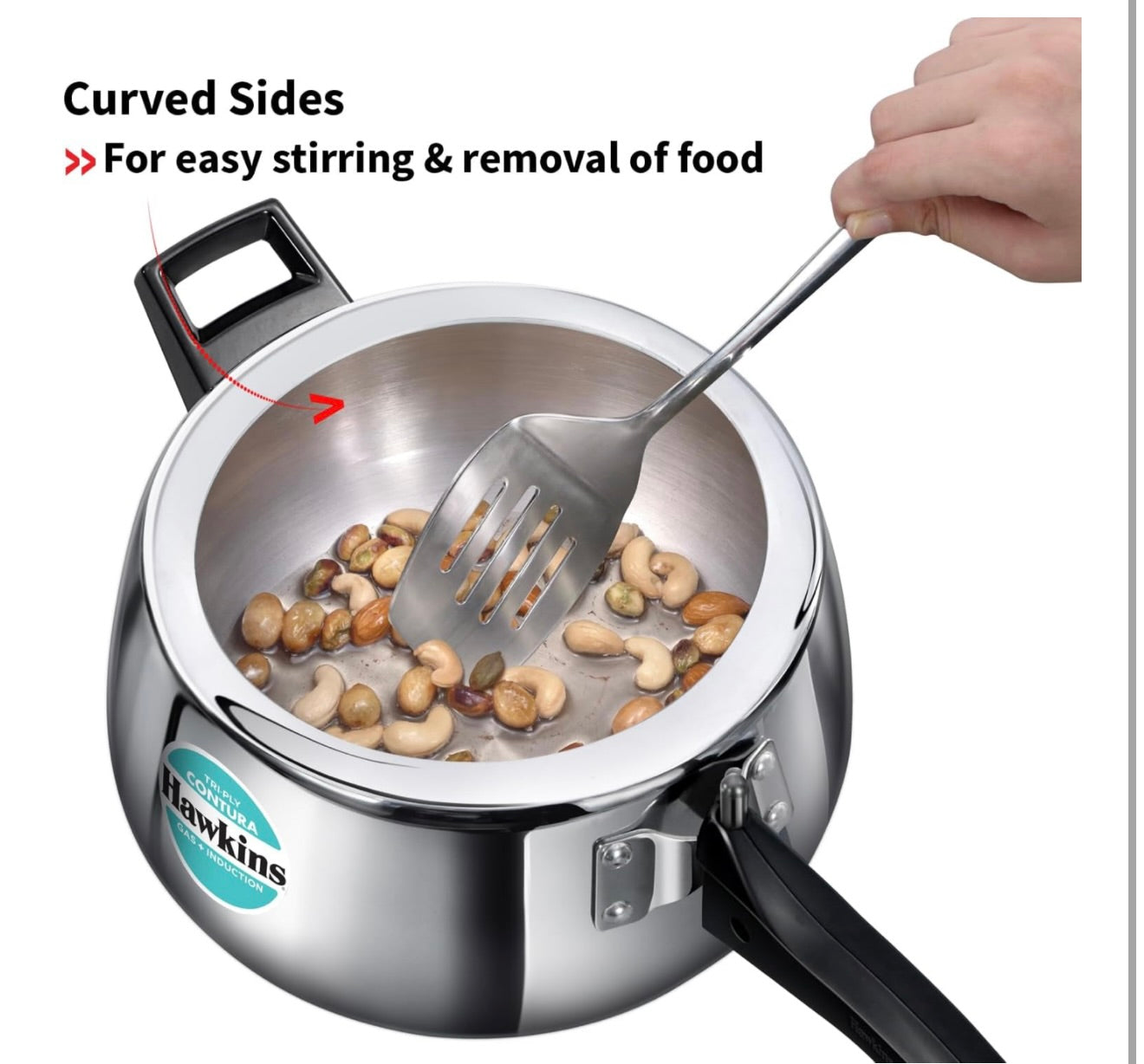 Hawkins 5 Litre Triply Contura Pressure Cooker, Triply Stainless Steel Induction Cooker, Contura shaped Cooker, Best Cooker, Silver (SSTCO50)