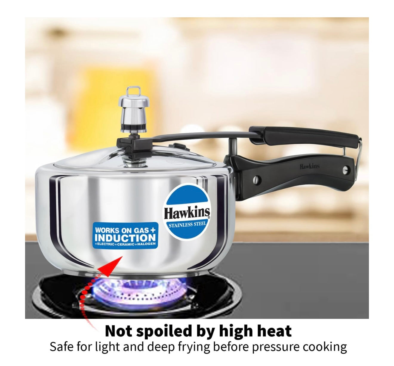 Hawkins 2 Litre Pressure Cooker, Stainless Steel Inner Lid Cooker, Induction Cooker, Small Cooker, Silver (HSS20)