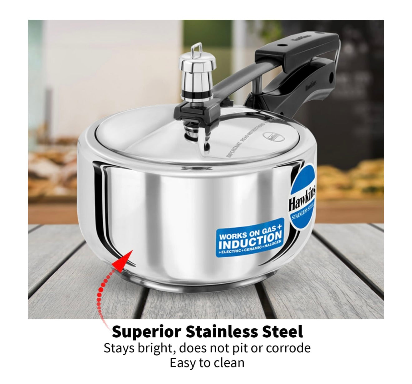 Hawkins 2 Litre Pressure Cooker, Stainless Steel Inner Lid Cooker, Induction Cooker, Small Cooker, Silver (HSS20)