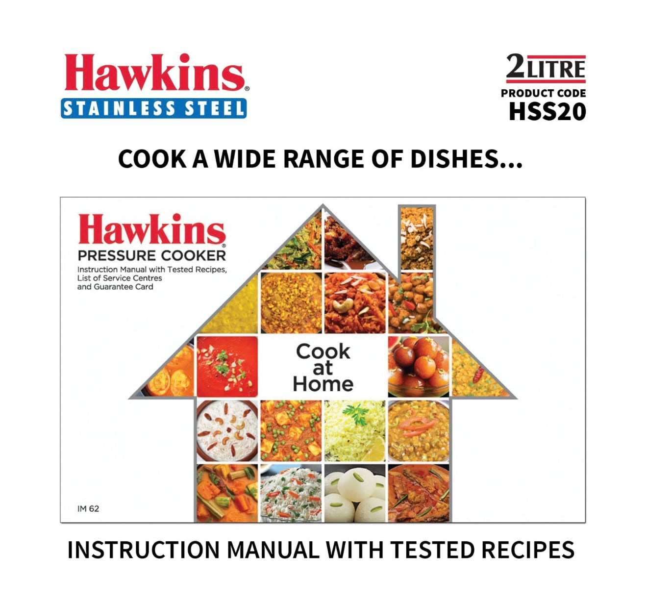 Hawkins 2 Litre Pressure Cooker, Stainless Steel Inner Lid Cooker, Induction Cooker, Small Cooker, Silver (HSS20)
