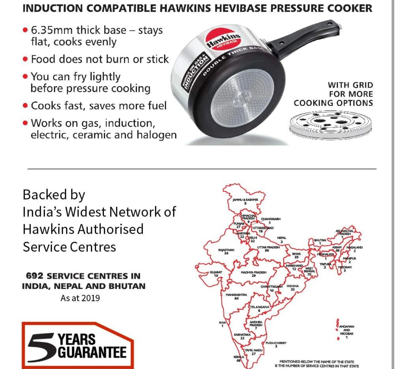 Hawkins Hevibase Induction Compatible Aluminium Inner Lid Pressure Cooker, 2 Litre, Silver (IH20)