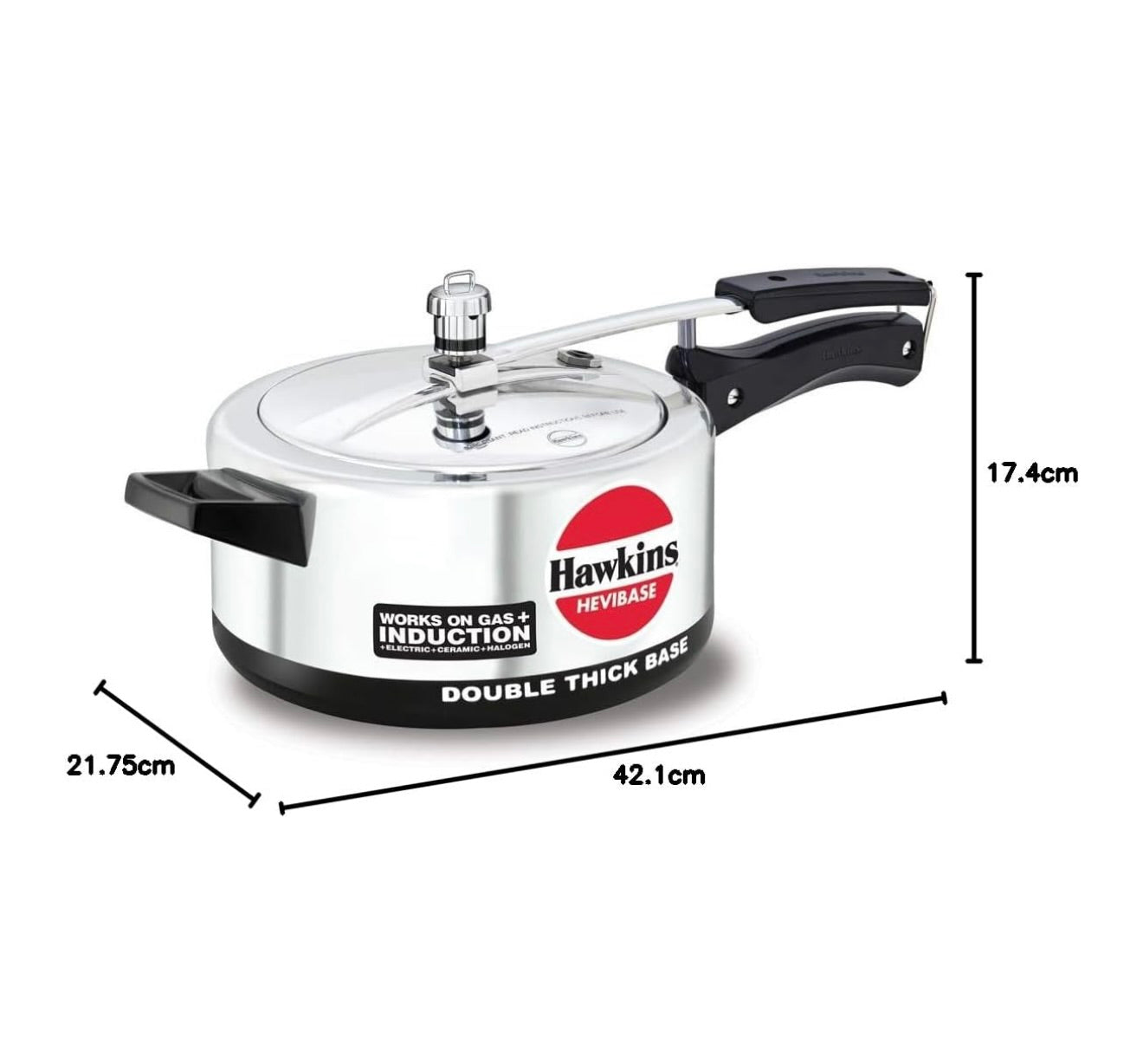 Hawkins Aluminium 3.5 Litre Hevibase Pressure Cooker,Induction Inner Lid Cooker,Silver(Ih35)