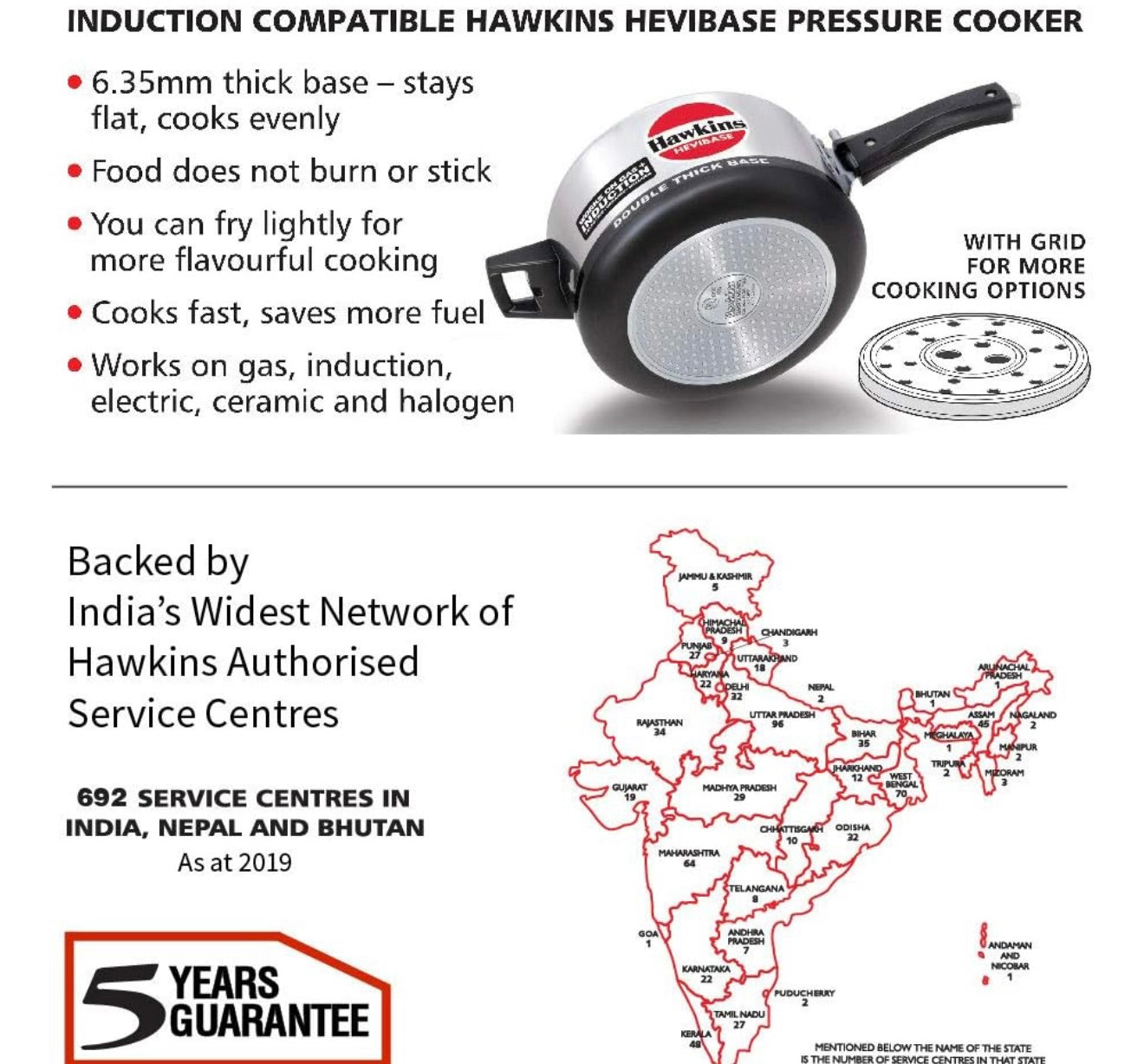 Hawkins Aluminium 3.5 Litre Hevibase Pressure Cooker,Induction Inner Lid Cooker,Silver(Ih35)