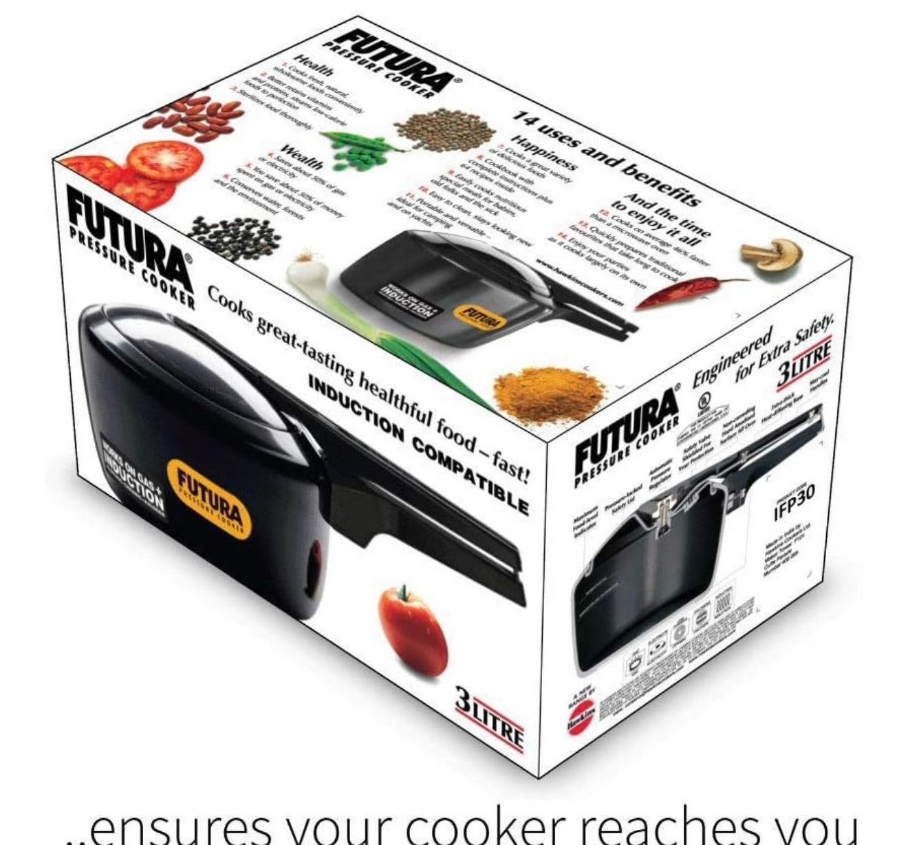 Hawkins Futura 3 Litre Pressure Cooker, Hard Anodised Inner Lid Pressure Cooker, Induction Cooker, Pan Cooker, Black (IFP30)