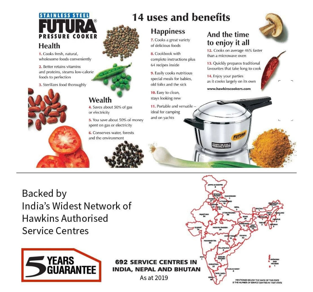 Hawkins Futura 5.5 Litre Inner Lid Pressure Cooker, Stainless Steel Cooker, Induction Cooker, Pan Cooker, Silver (FSS55), 5.5 Liter