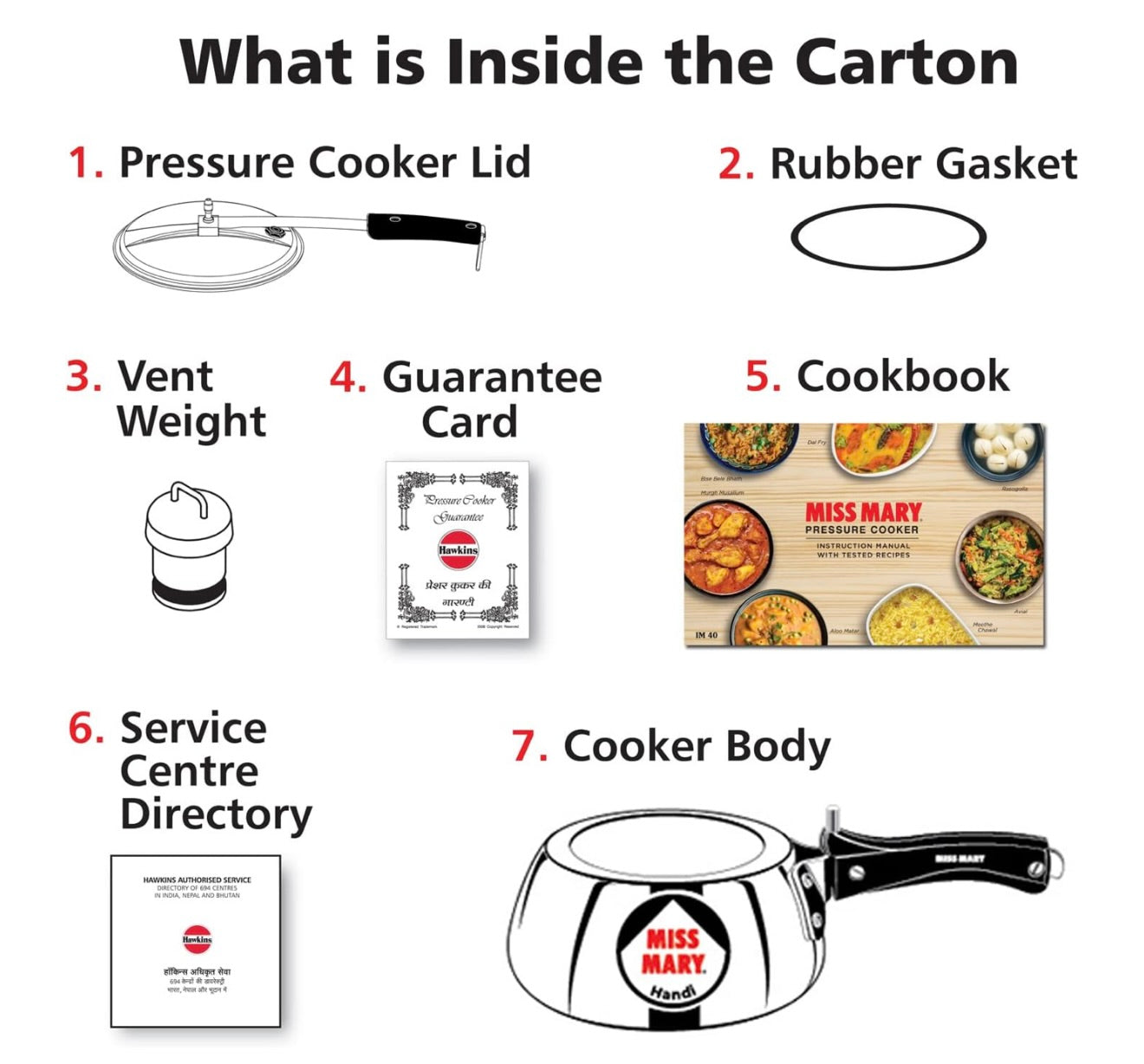 Hawkins 2 Litre Miss Mary Handi Pressure Cooker, Small Inner Lid Cooker, Silver (MMH20),Aluminium