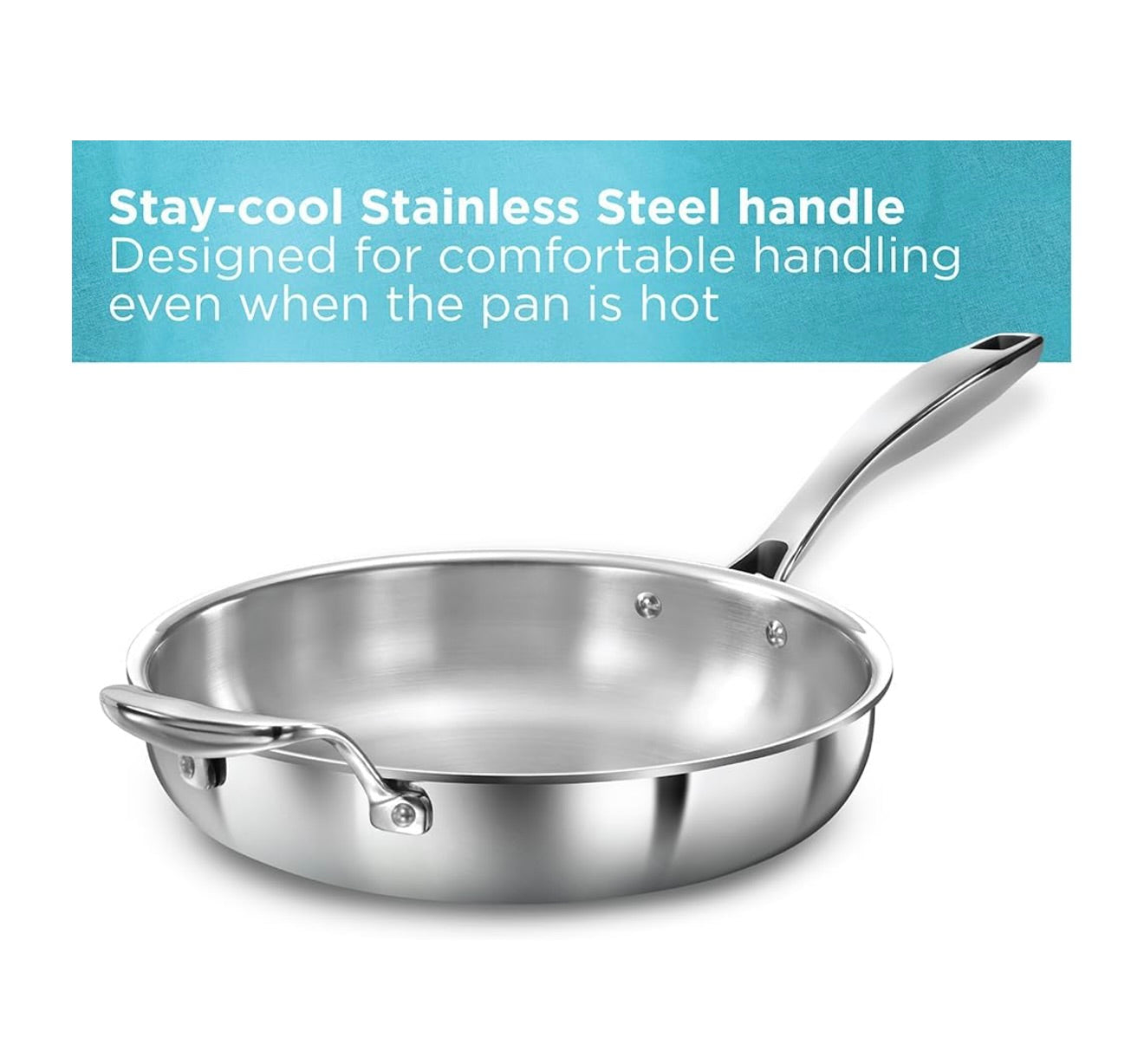 Hawkins Pro 26 cm Frying Pan, Triply Stainless Steel Fry Pan with Stainless Steel Handle and Stainless Steel Lid, Silver (PSF26S)