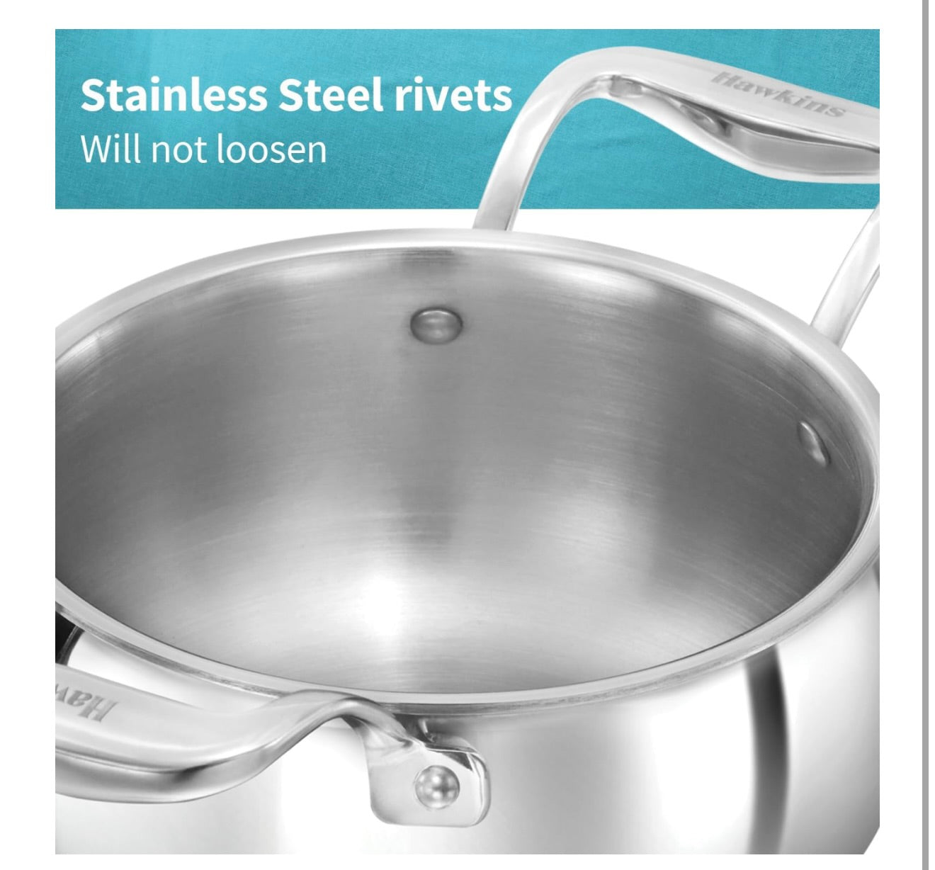 Hawkins Pro 2 Litre Handi with Lid, Triply Stainless Steel Sauce Pan for Cooking and Serving Biriyani, Silver (PSH20S)