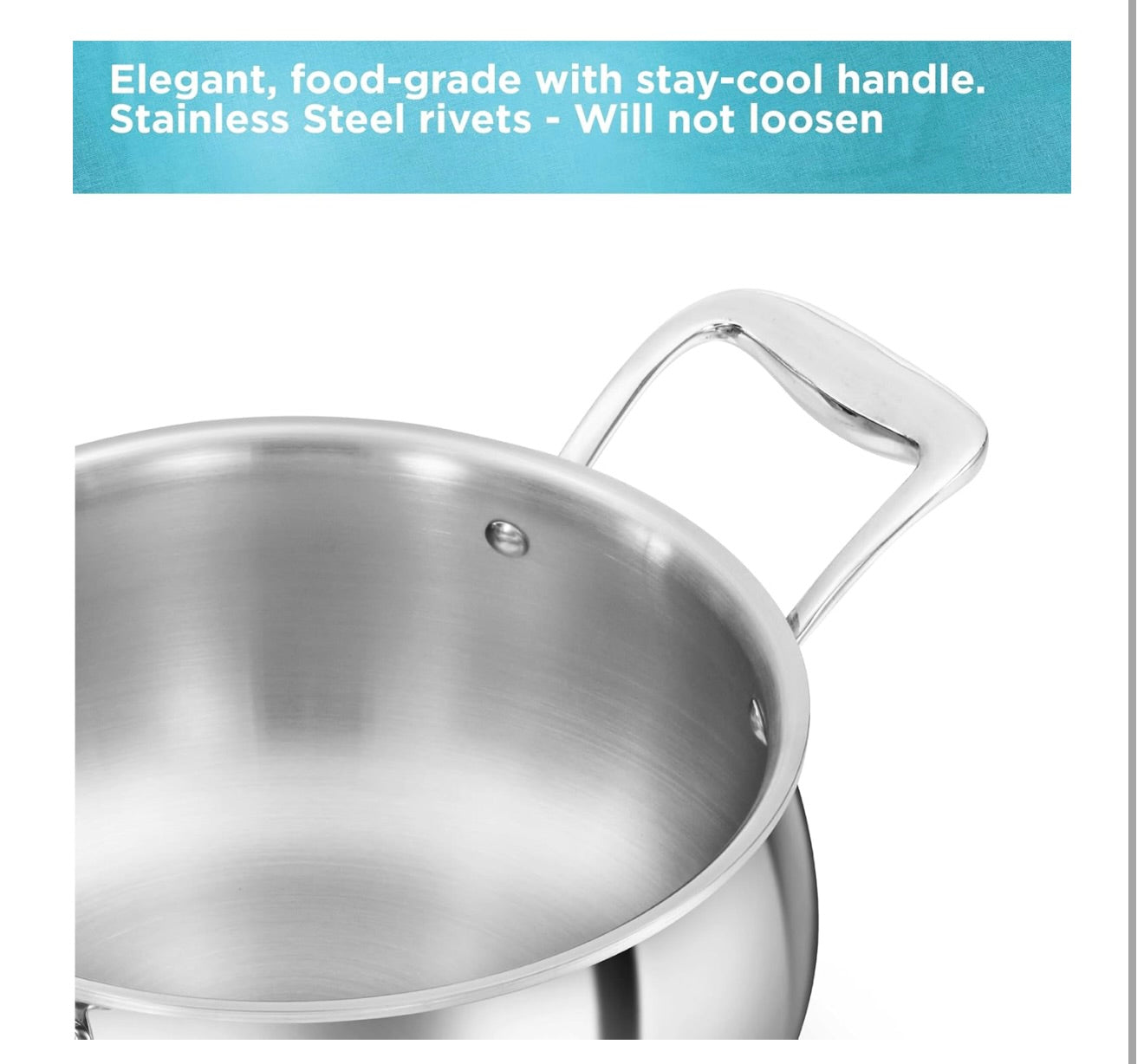 Hawkins 3L Pro Triply Stainless Steel Handi with Steel Handles and Steel Lid, Silver (PSH30S)