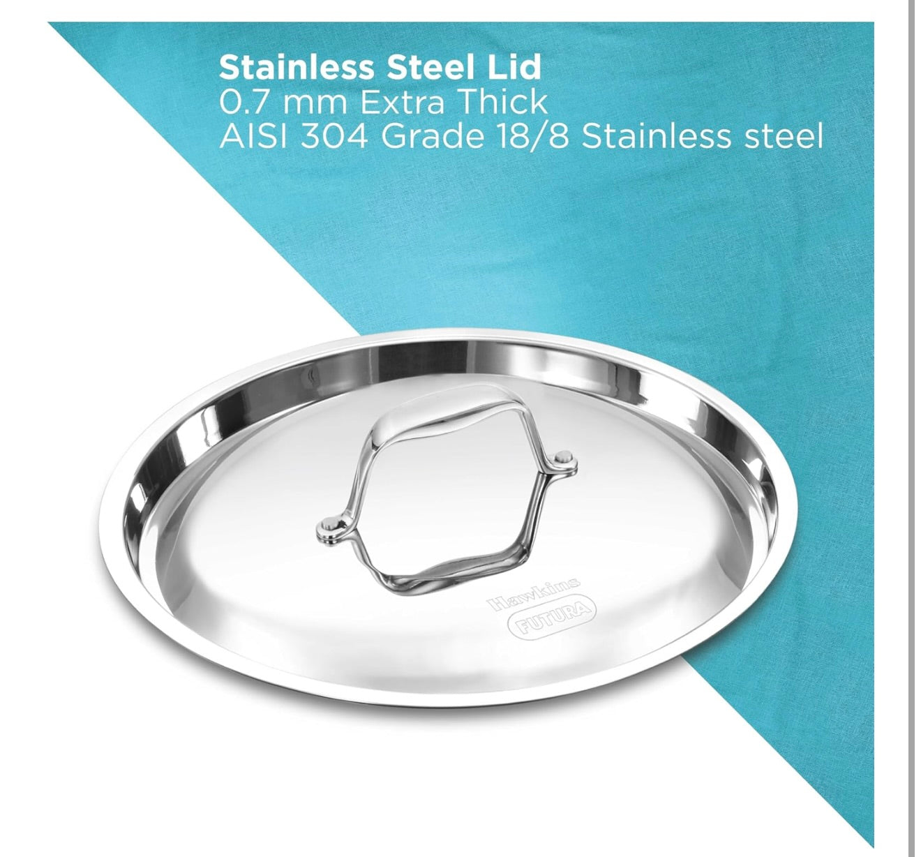 Hawkins 3L Pro Triply Stainless Steel Handi with Steel Handles and Steel Lid, Silver (PSH30S)
