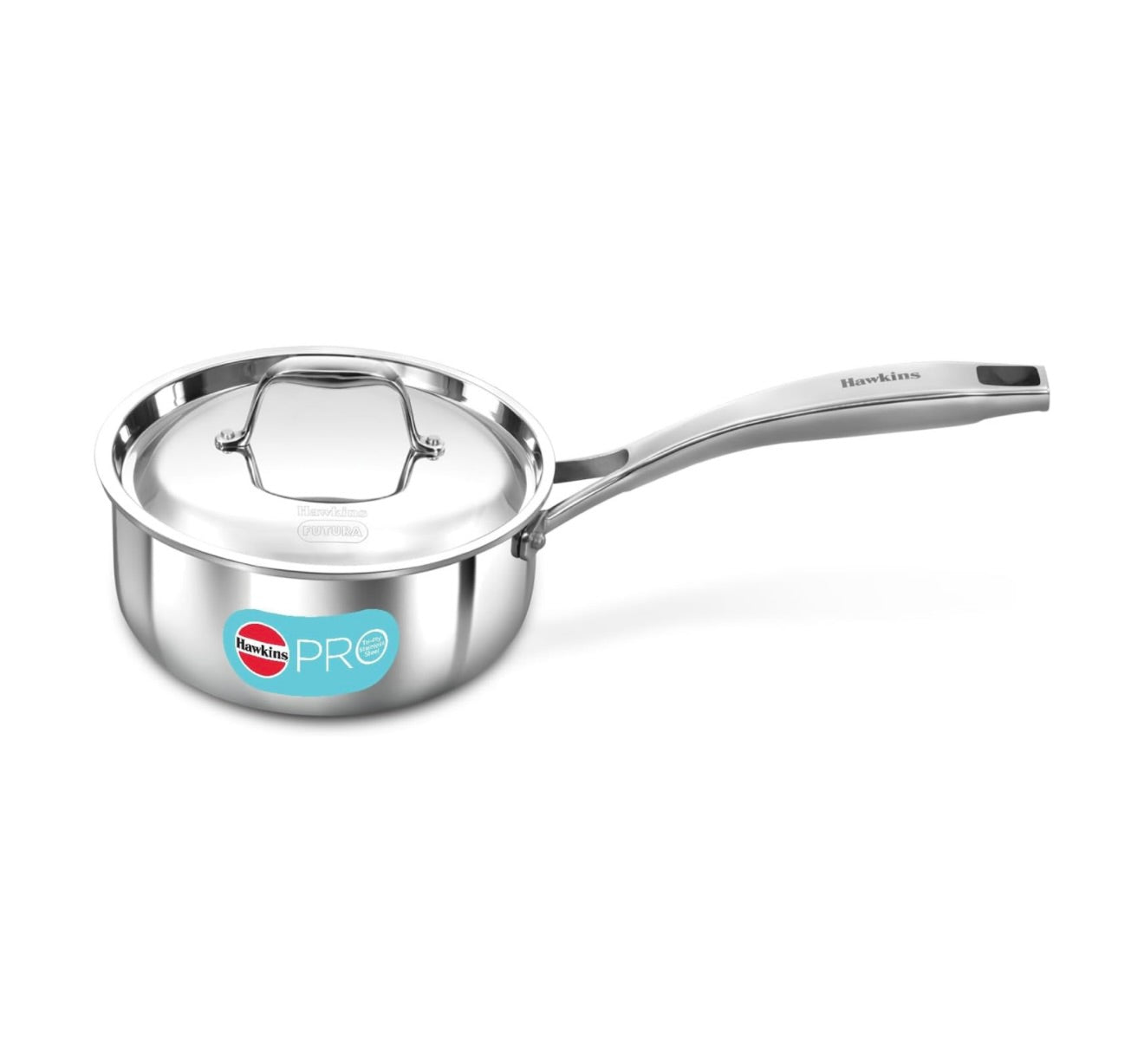 Hawkins Pro 1.5 Litre Sauce Pan, Tri-Ply Stainless Steel Tea Pan/Milk Pan with Stainless Steel Lid, Silver (PSSP15S)