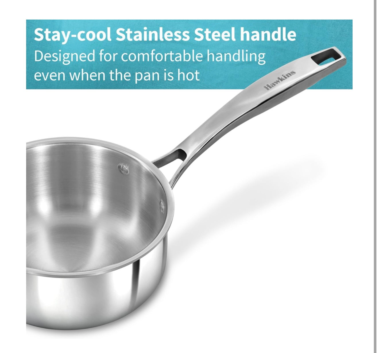 Hawkins Pro 1.5 Litre Sauce Pan, Tri-Ply Stainless Steel Tea Pan/Milk Pan with Stainless Steel Lid, Silver (PSSP15S)