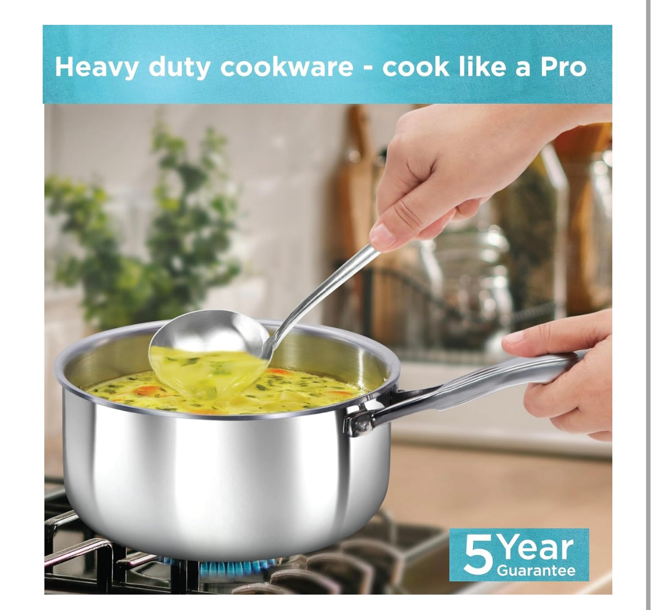 Hawkins Pro 2.5 Litre Sauce Pan, Triply Sauce Pan with Stainless Steel Handle and Stainless Steel Lid, Silver (PSSP25S)