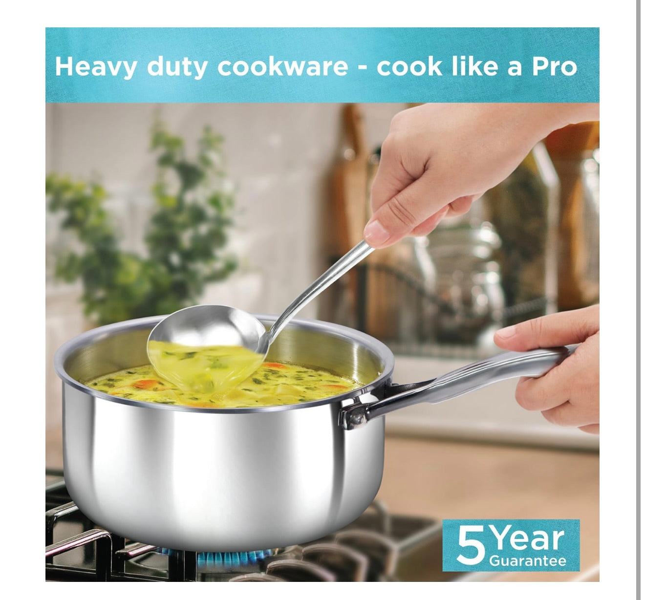 Hawkins Pro 2.5 Litre Sauce Pan, Triply Sauce Pan with Stainless Steel Handle and Stainless Steel Lid, Silver (PSSP25S)