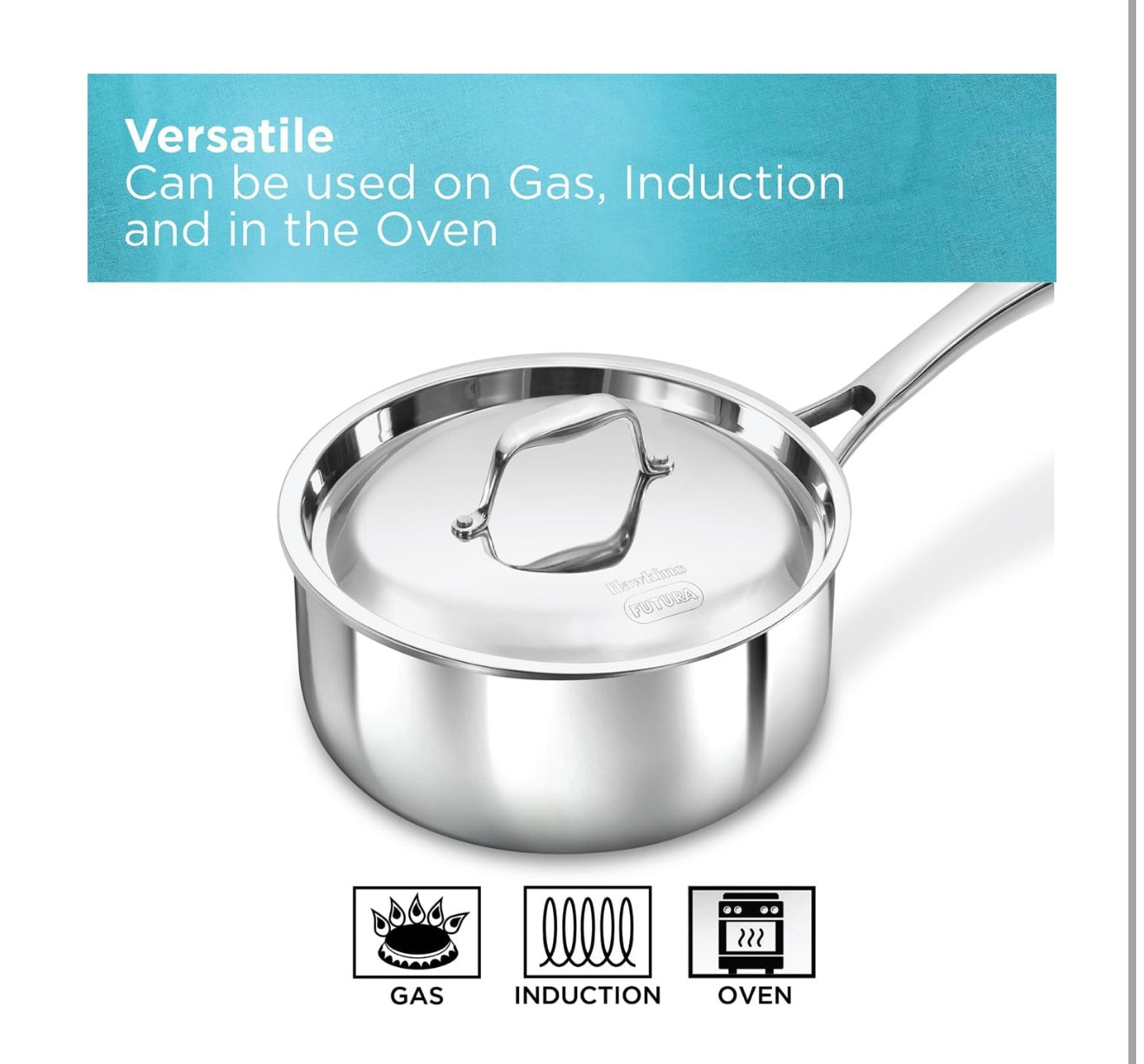 Hawkins Pro 2.5 Litre Sauce Pan, Triply Sauce Pan with Stainless Steel Handle and Stainless Steel Lid, Silver (PSSP25S)