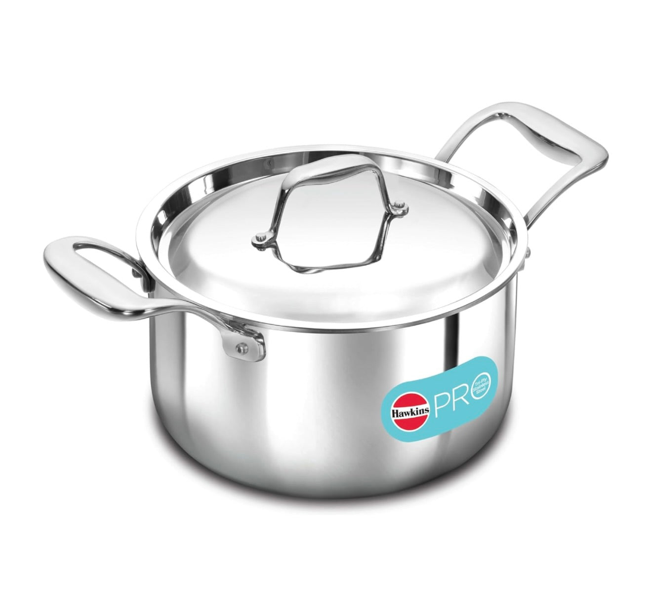 Hawkins 3 Litre Pro TriPly Stainless Steel Milk Pan with Stainless Steel Lid, Milk Pot, Sauce Pan, Silver (PSMP30S)
