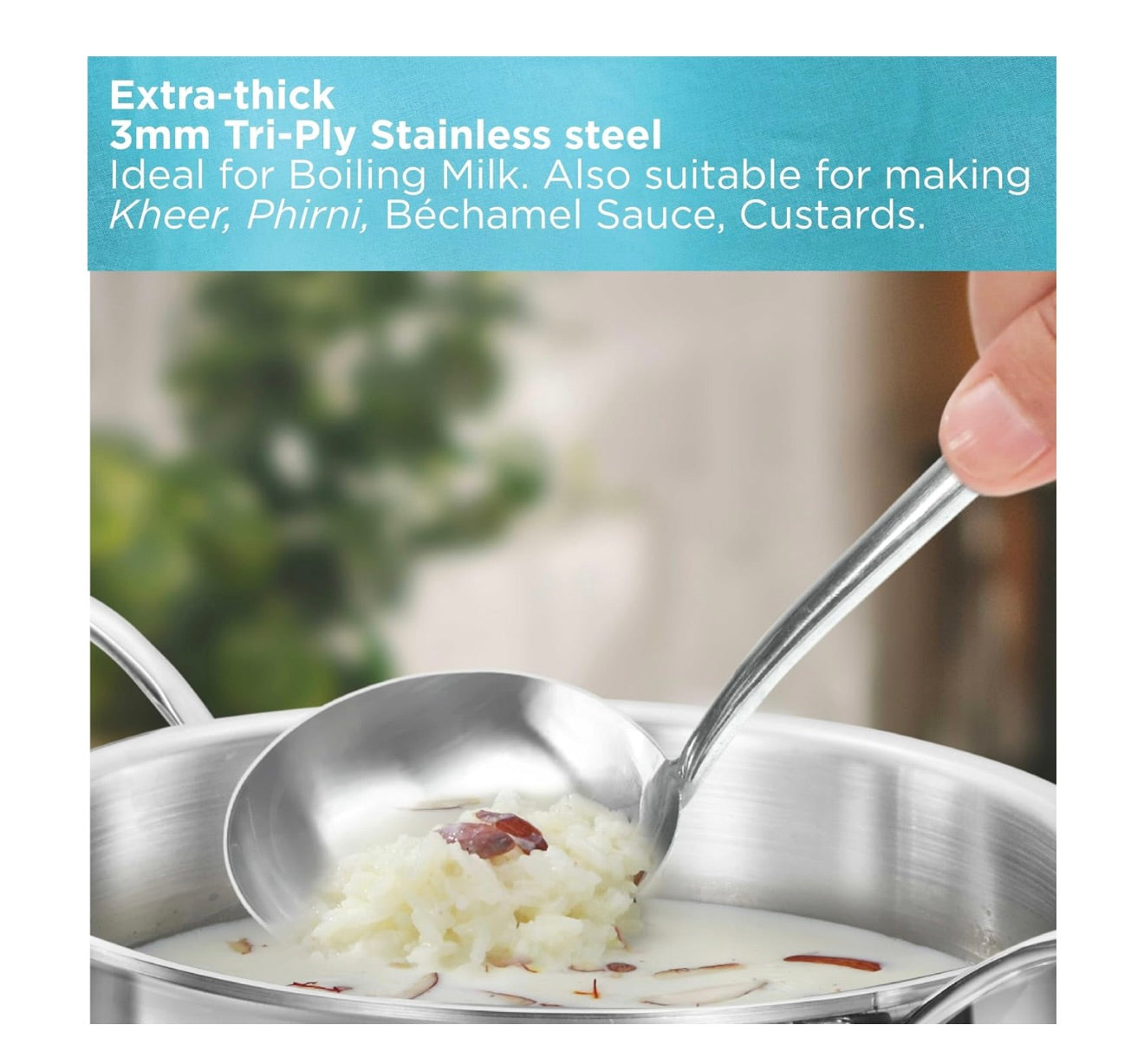 Hawkins 3 Litre Pro TriPly Stainless Steel Milk Pan with Stainless Steel Lid, Milk Pot, Sauce Pan, Silver (PSMP30S)