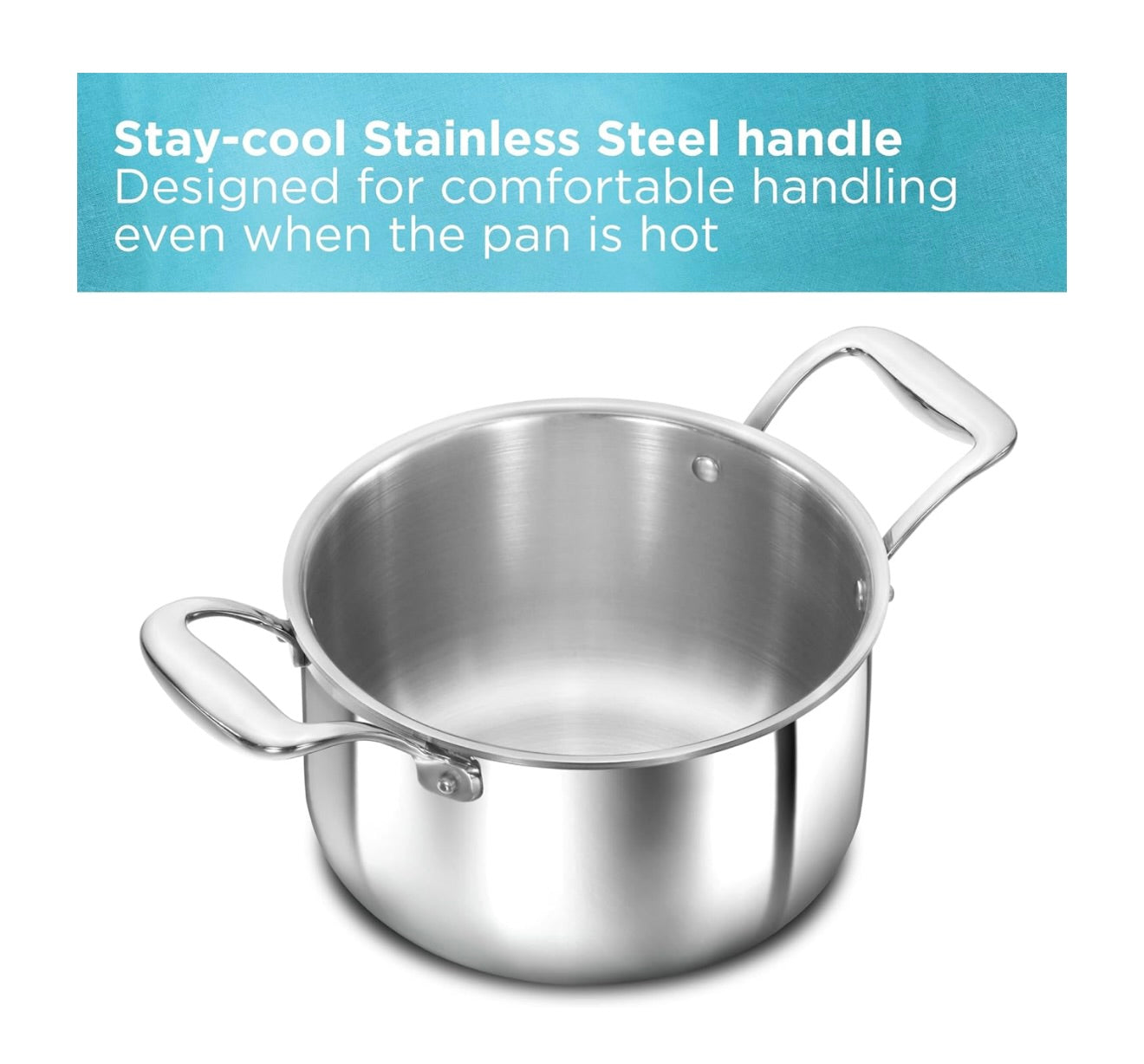 Hawkins 3 Litre Pro TriPly Stainless Steel Milk Pan with Stainless Steel Lid, Milk Pot, Sauce Pan, Silver (PSMP30S)