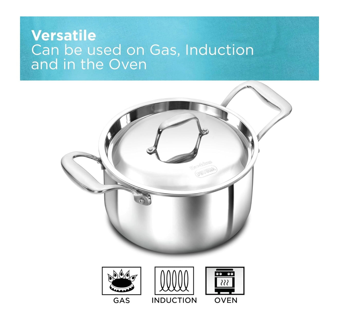 Hawkins 3 Litre Pro TriPly Stainless Steel Milk Pan with Stainless Steel Lid, Milk Pot, Sauce Pan, Silver (PSMP30S)