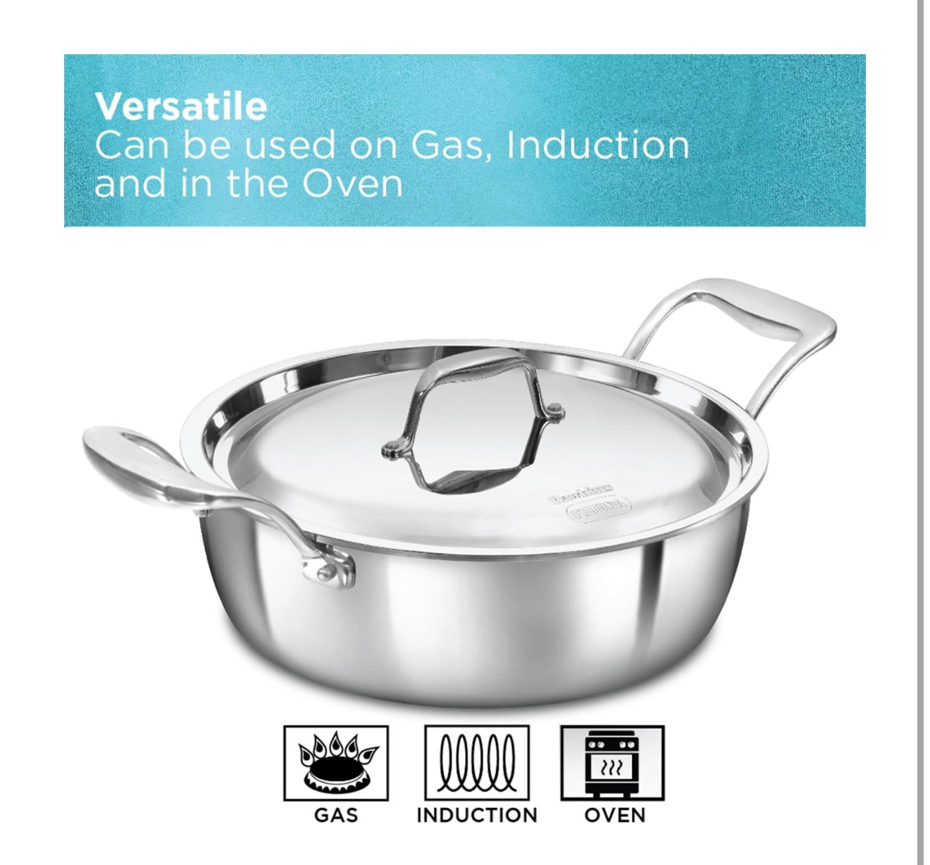 Hawkins 3L Pro Triply Stainless Steel Cook N Serve Bowl with Steel Lid, Silver (PSC30S)
