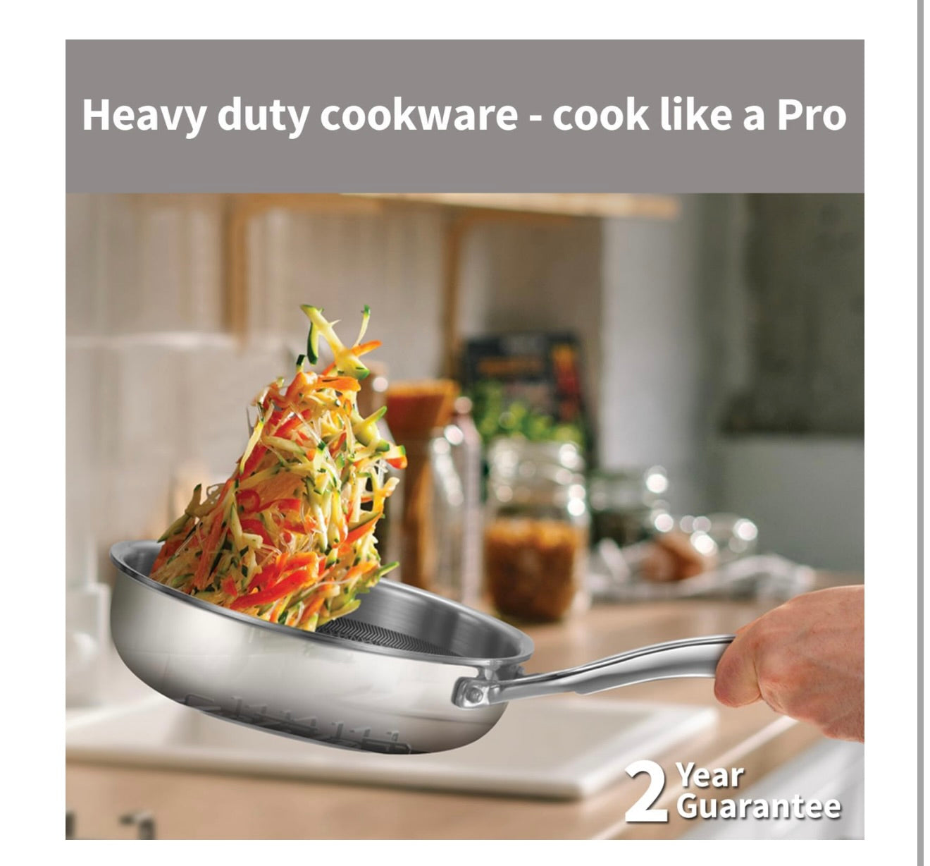 Hawkins Pro 18 cm Shielded Nonstick Triply Frying Pan, Fry Pan with Stainless Steel Handle and Glass Lid, Silver (PSNF18G)