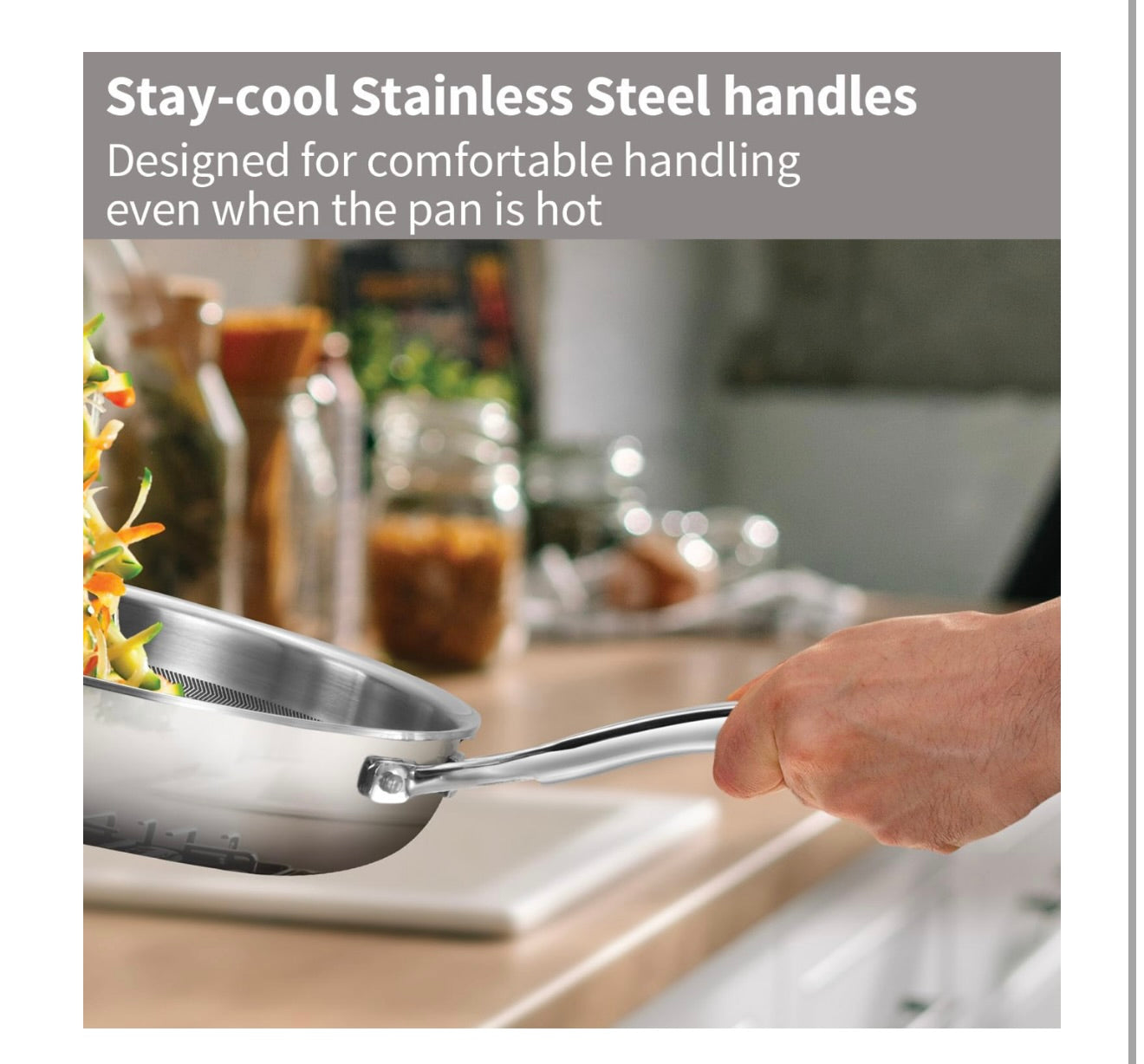 Hawkins Pro SS Tri-Ply with Shielded Nonstick 26cm Frying Pan  with Stainless Steel Handle and Glass Lid (PSNF26G)