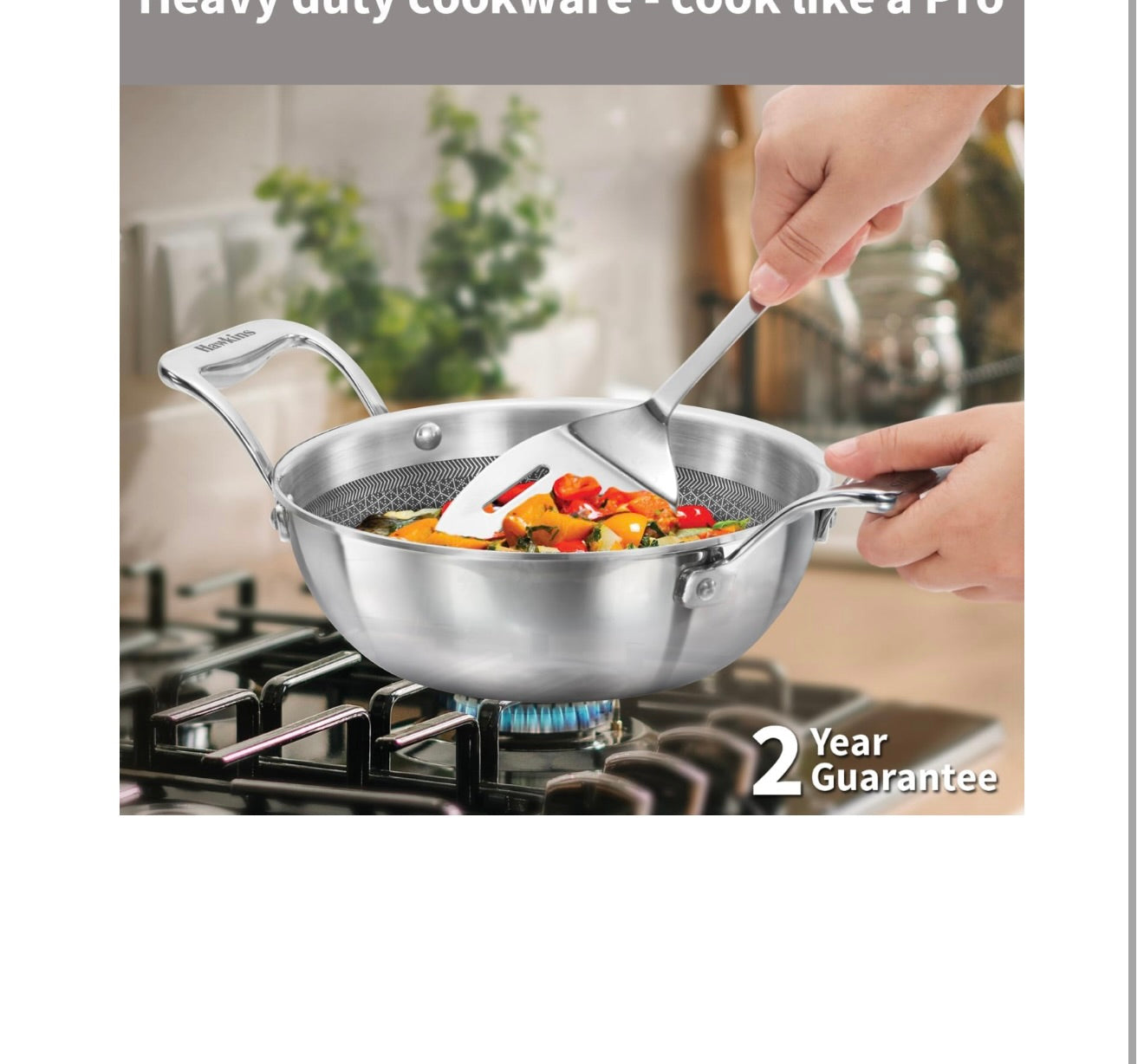 Hawkins Pro 1.5 Litre Shielded Nonstick Triply Deep-Fry Pan, Kadhai with Stainless Steel Handles and Glass Lid, Silver (PSNK15G), 18 cm