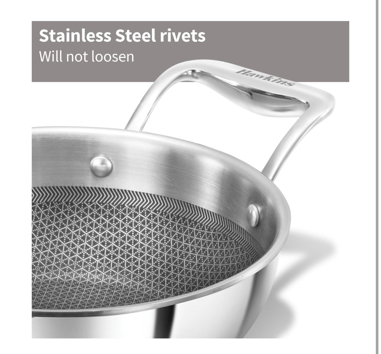 Hawkins Pro 1.5 Litre Shielded Nonstick Triply Deep-Fry Pan, Kadhai with Stainless Steel Handles and Glass Lid, Silver (PSNK15G), 18 cm
