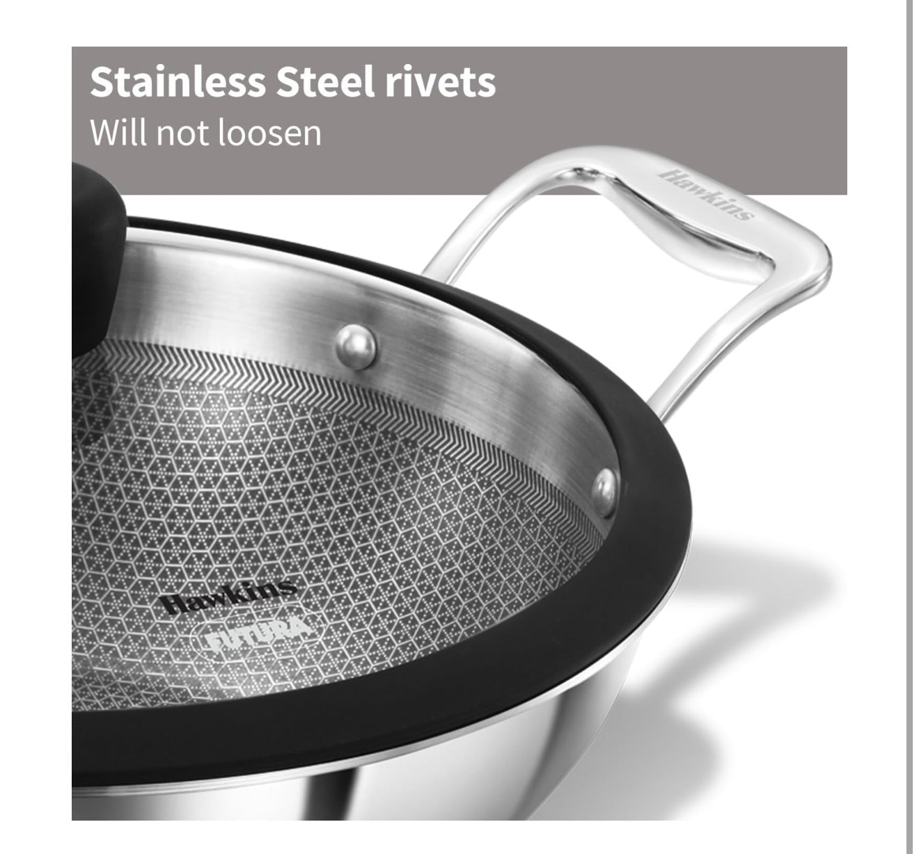 Hawkins Pro 3.5 Litre Shielded Nonstick Triply Deep-Fry Pan, Kadhai with Stainless Steel Handles and Glass Lid, Silver (PSNK35G), 26 cm
