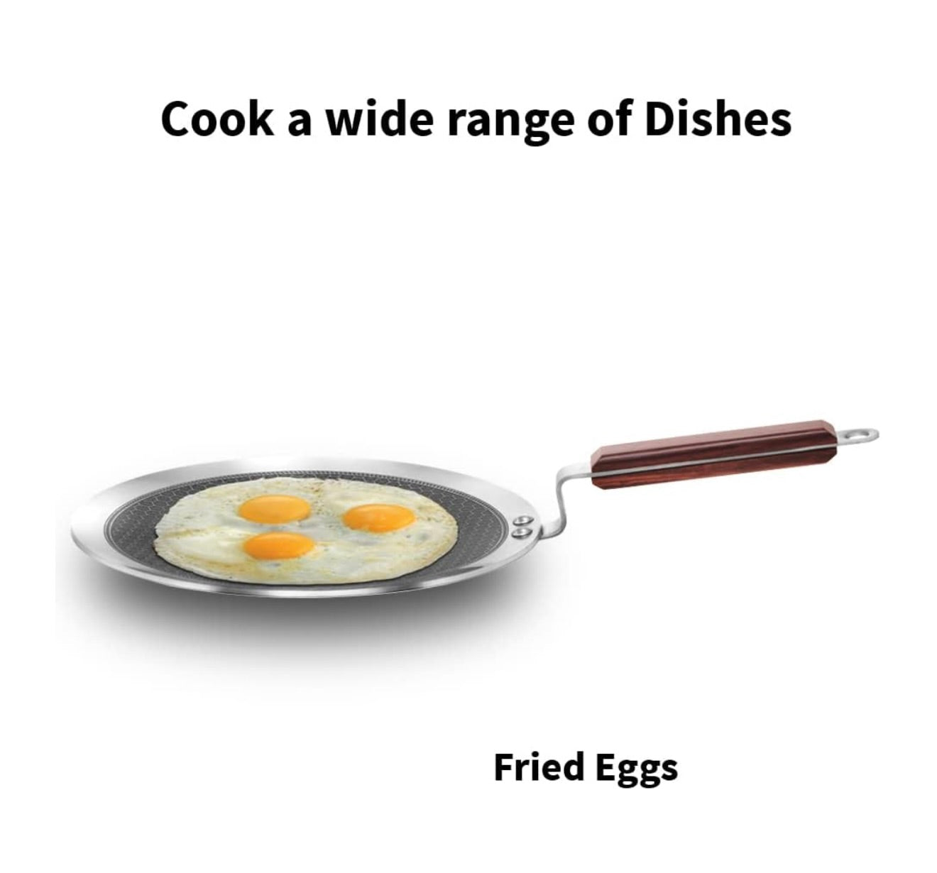 Hawkins 26 cm Paratha Tava, Triply Stainless Steel Shielded Nonstick Tawa with Rosewood Handle, Honeycomb Non Stick Induction Tawa, Silver (NSPT26)